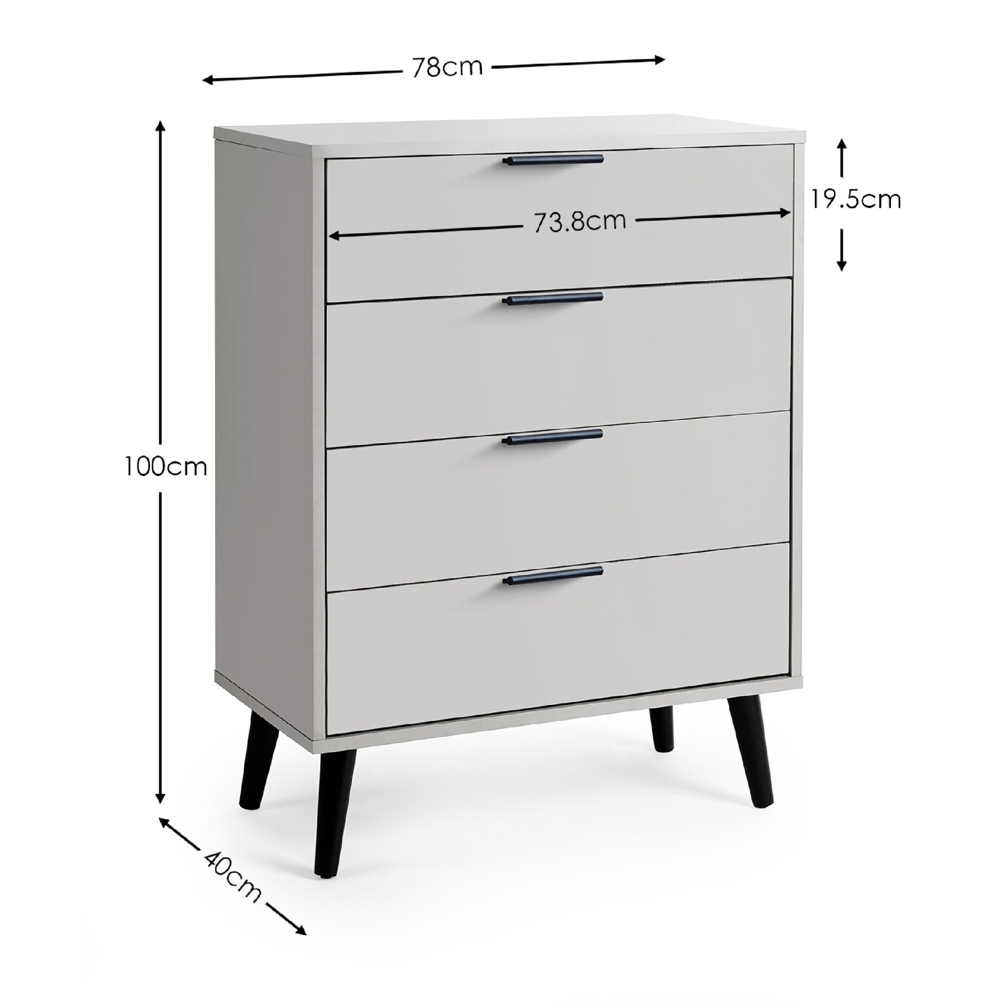 Alba 4 Drawer Wide Chest - Silk Grey