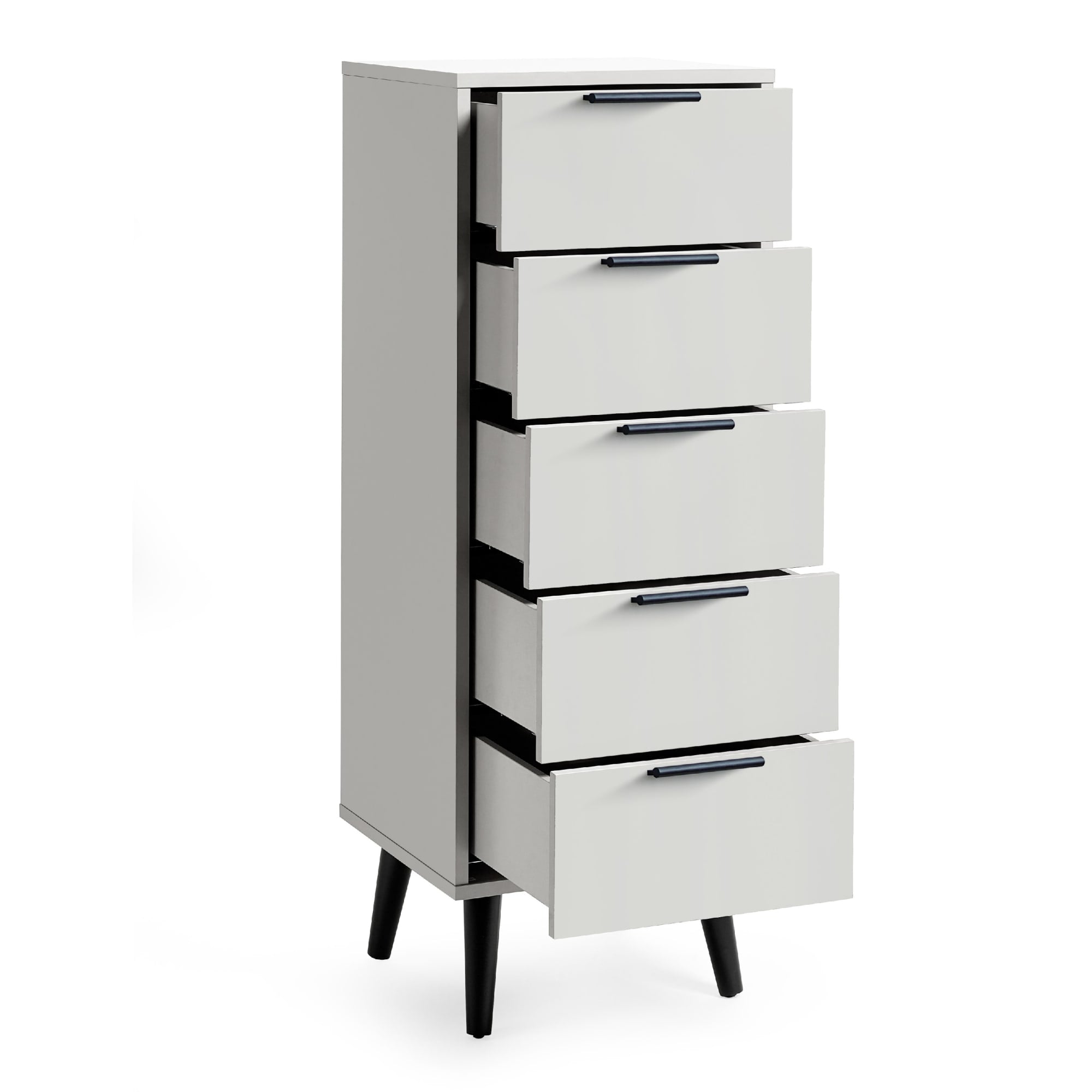 Alba 5 Drawer Narrow Chest - Silk Grey