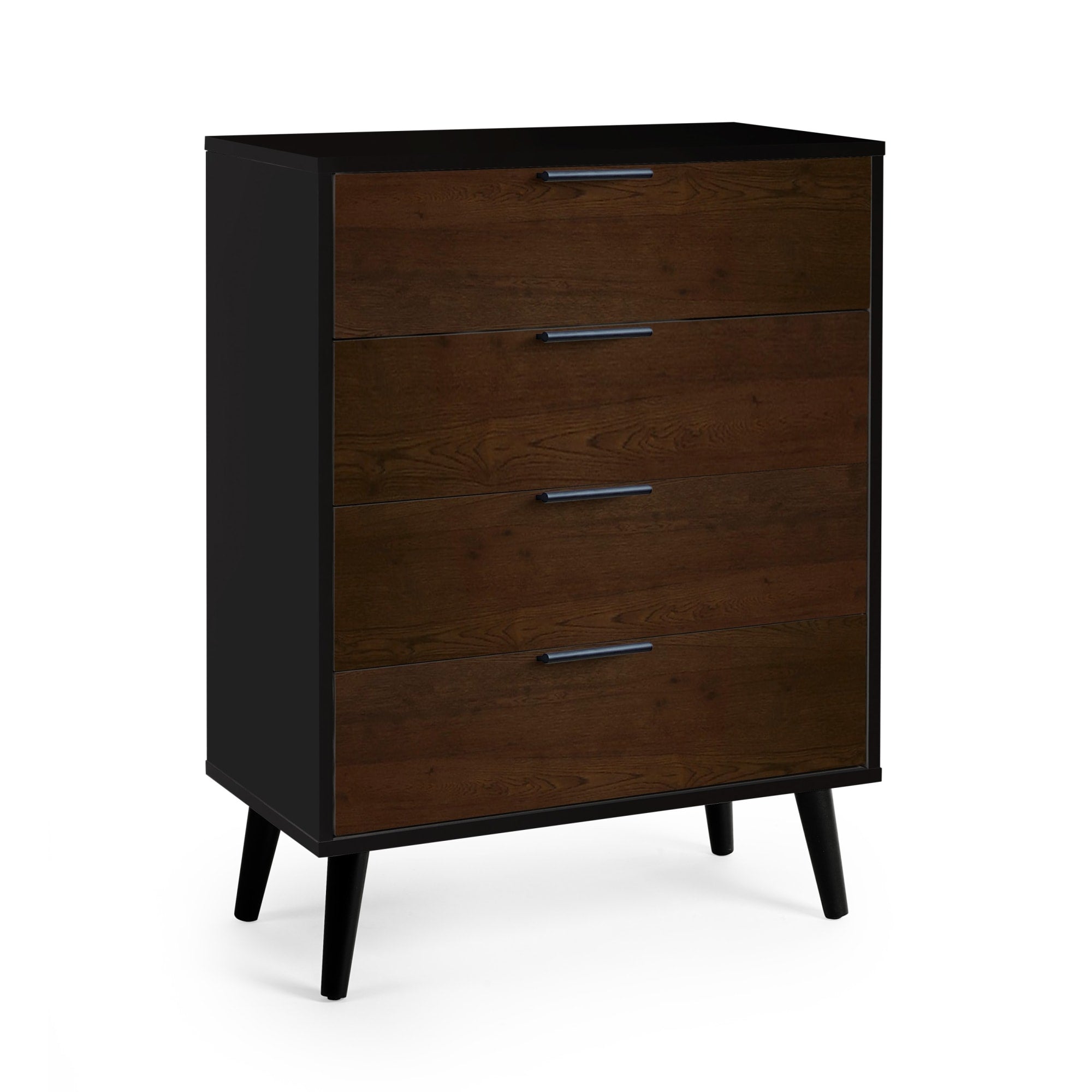 Alba 4 Drawer Wide Chest - Walnut/Black