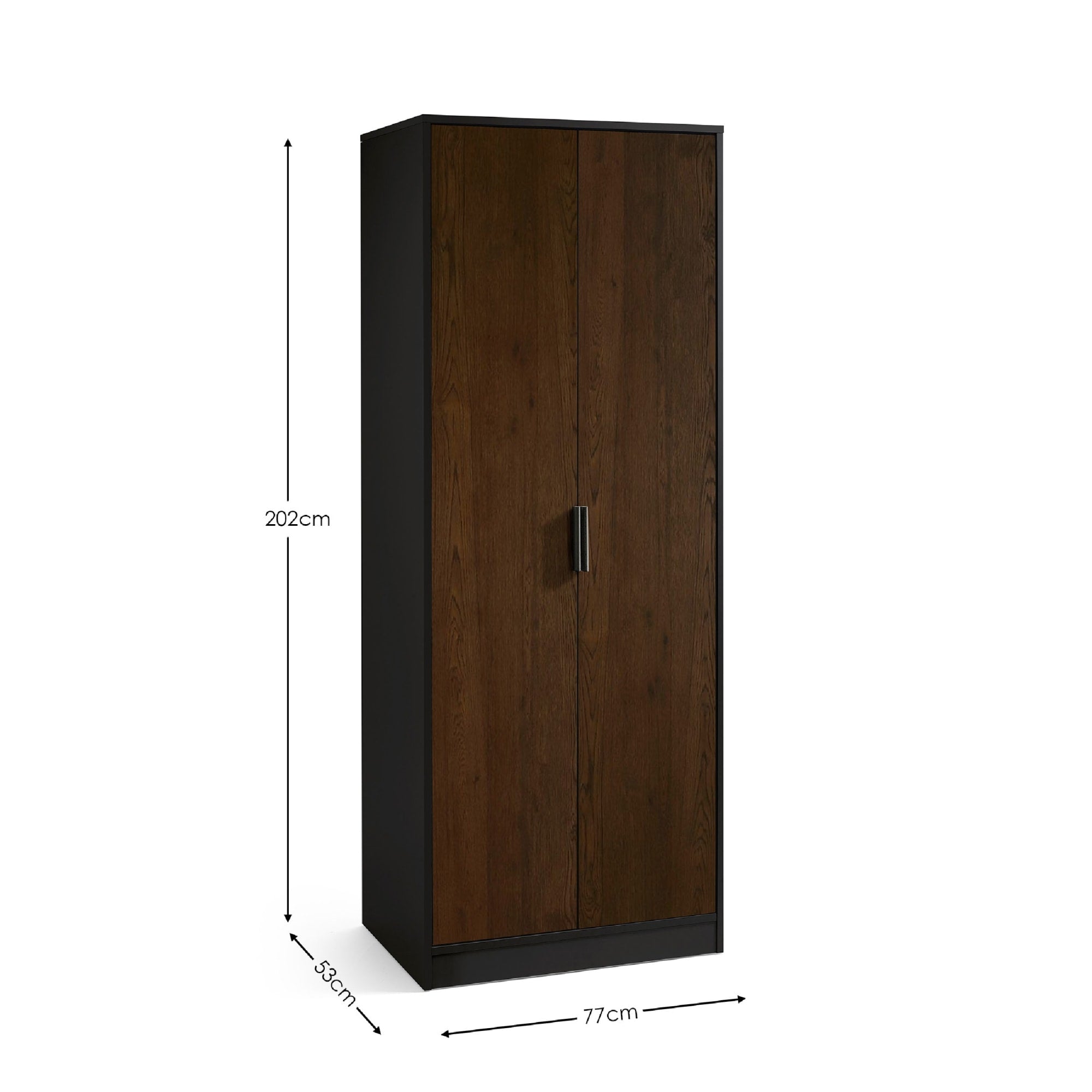 Alba 2 Door Wardrobe - Walnut/Black