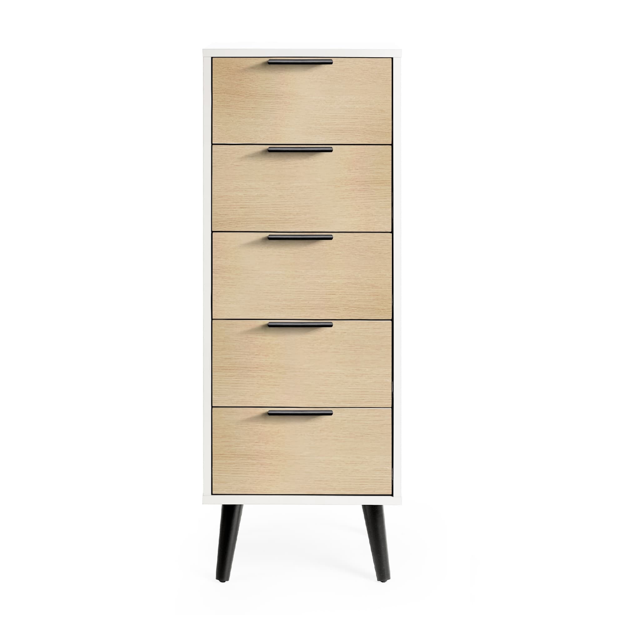 Alba 5 Drawer Narrow Chest - White/Oak