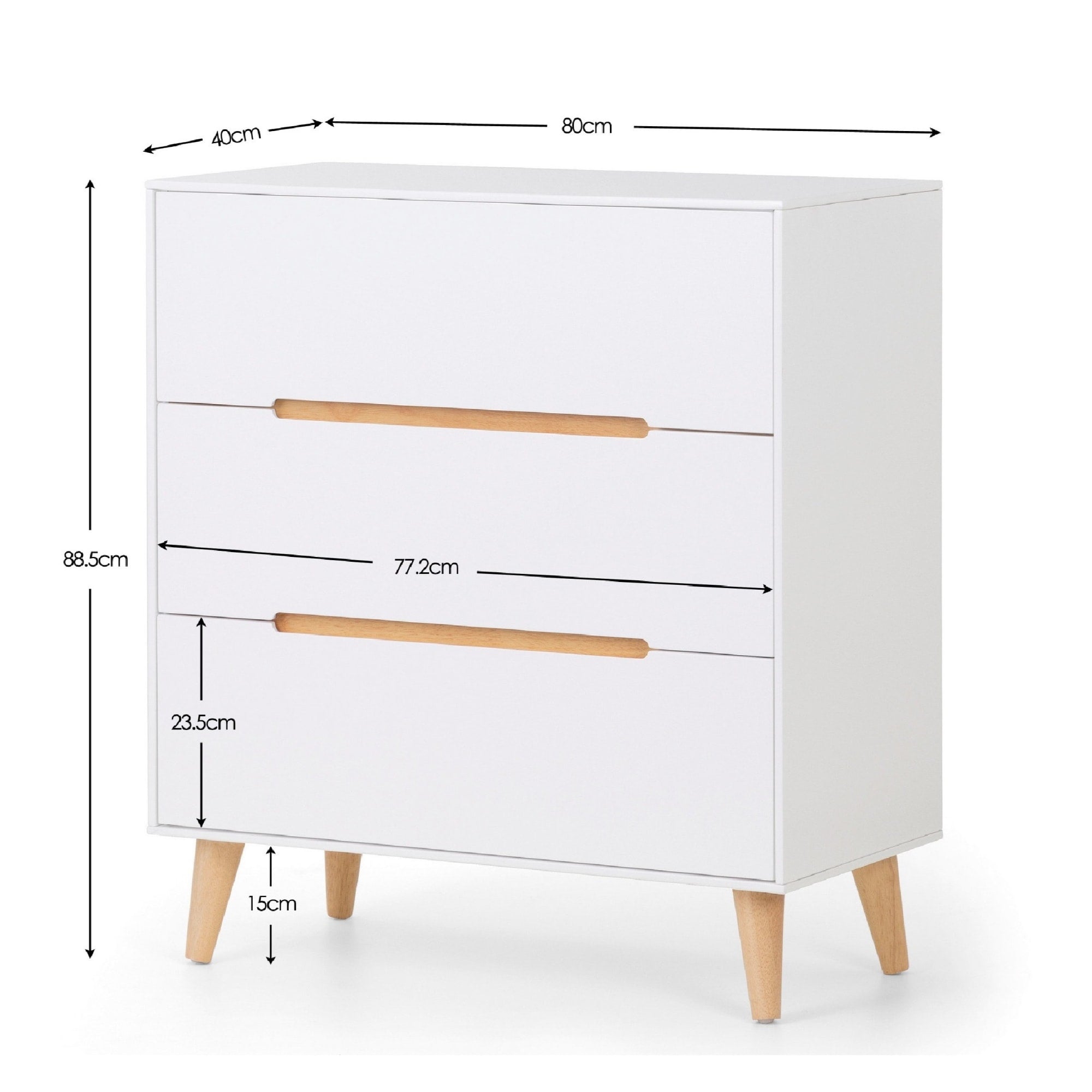 Alicia 3 Drawer Chest - White