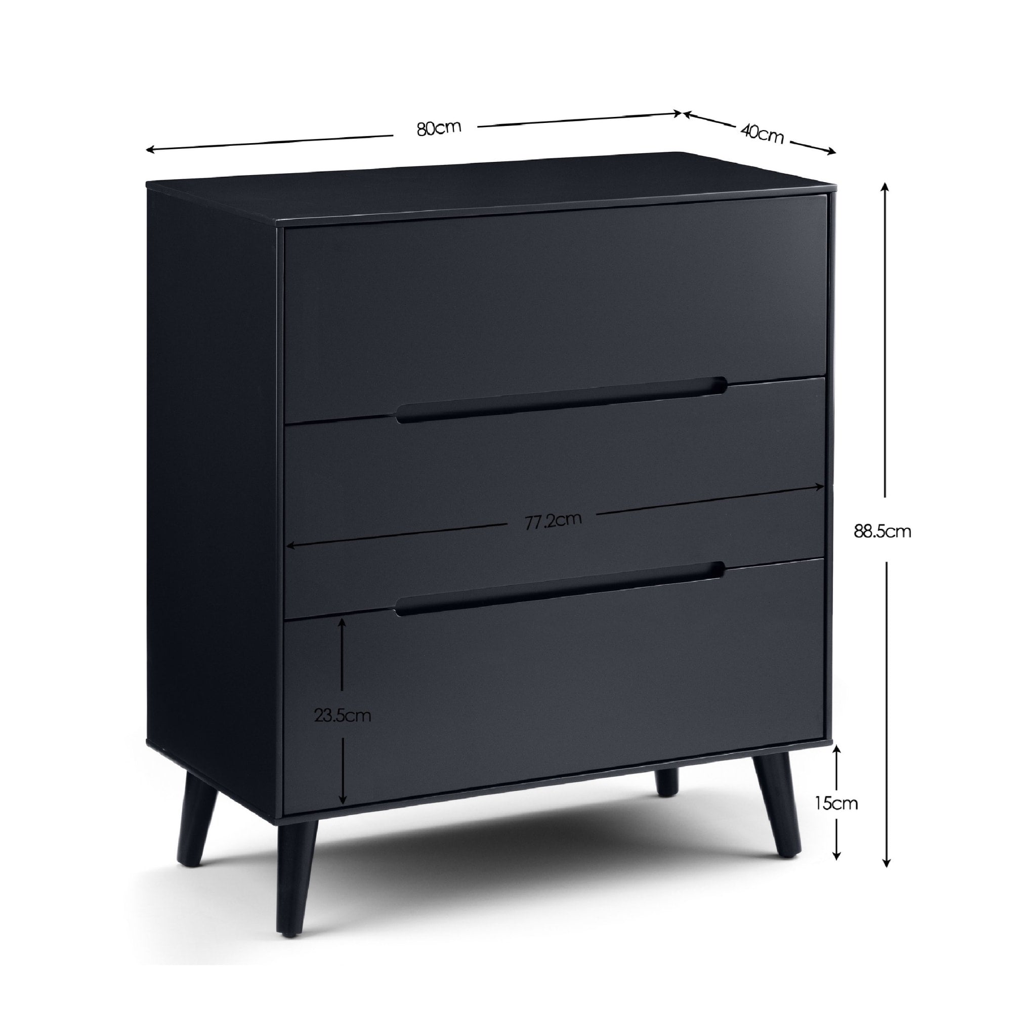 Alicia 3 Drawer Chest - Anthracite