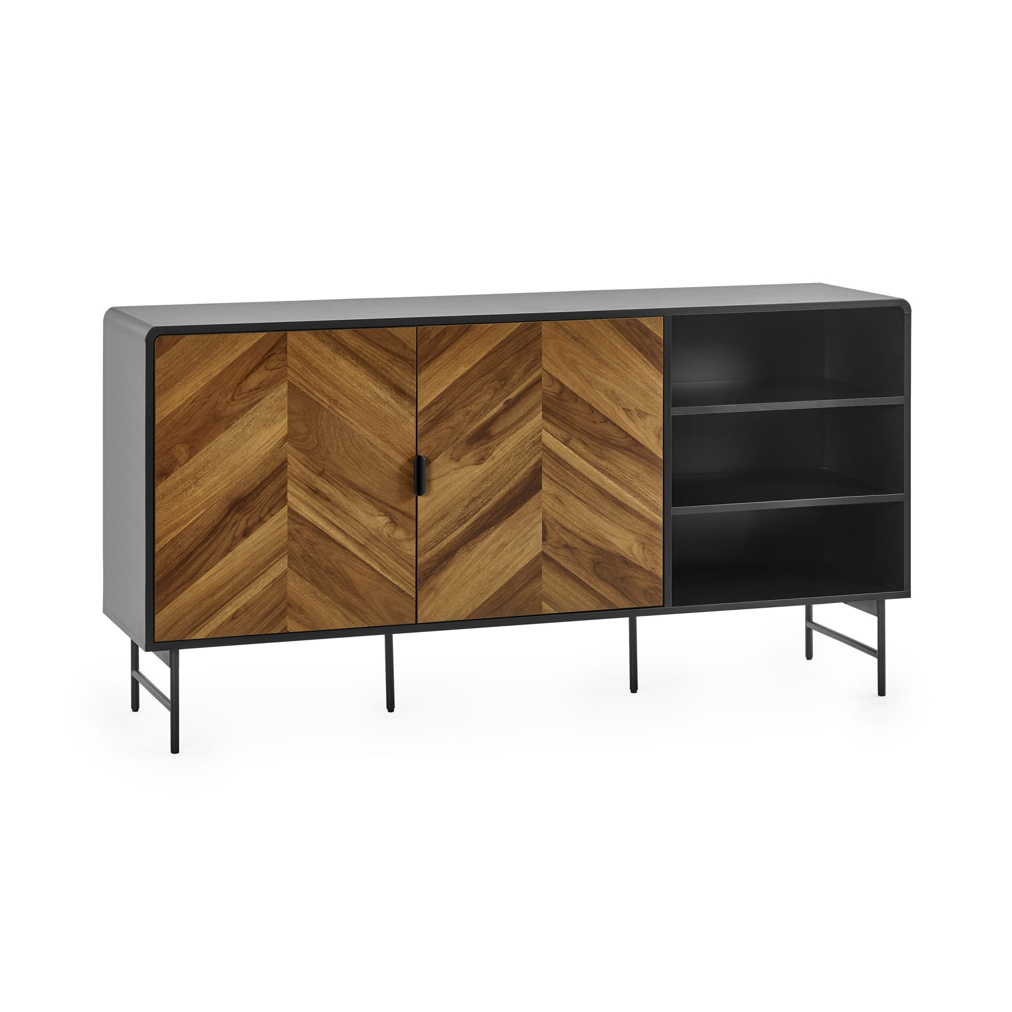 Alvin Black and Natural Wood���Effect Sideboard