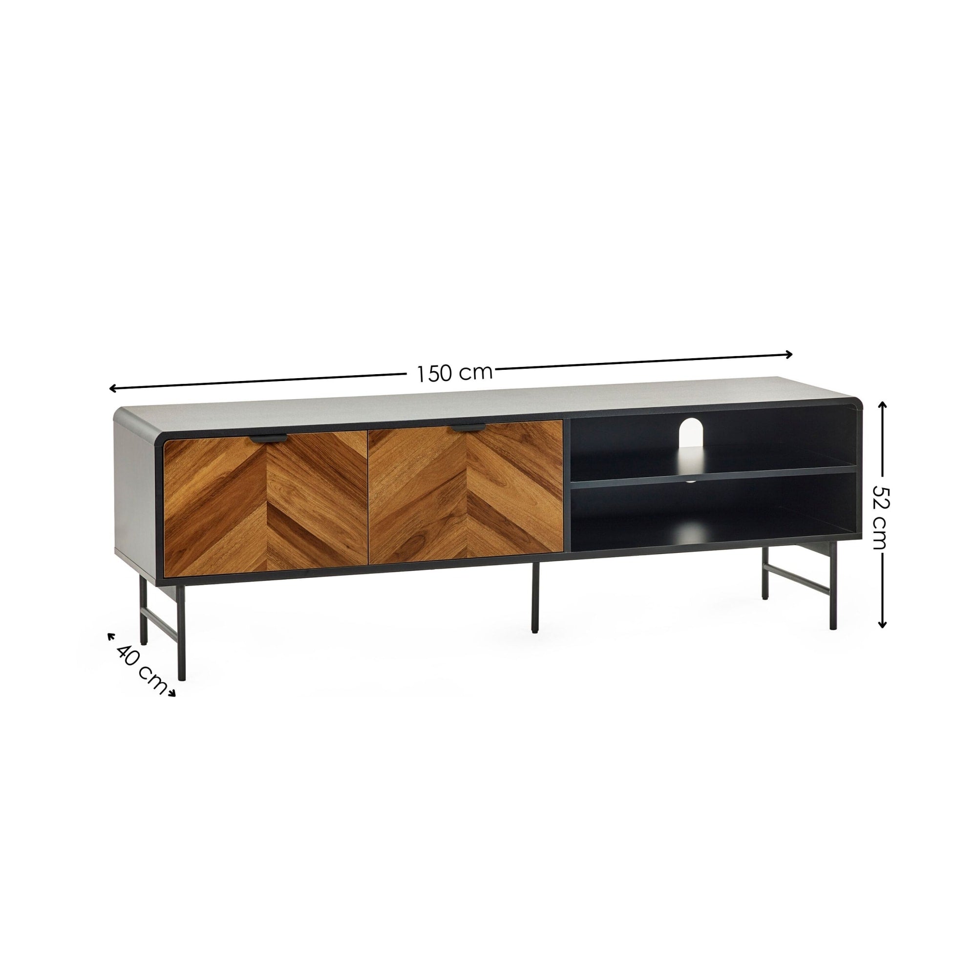 Alvin Black and Natural Wood���Effect 65" TV Unit