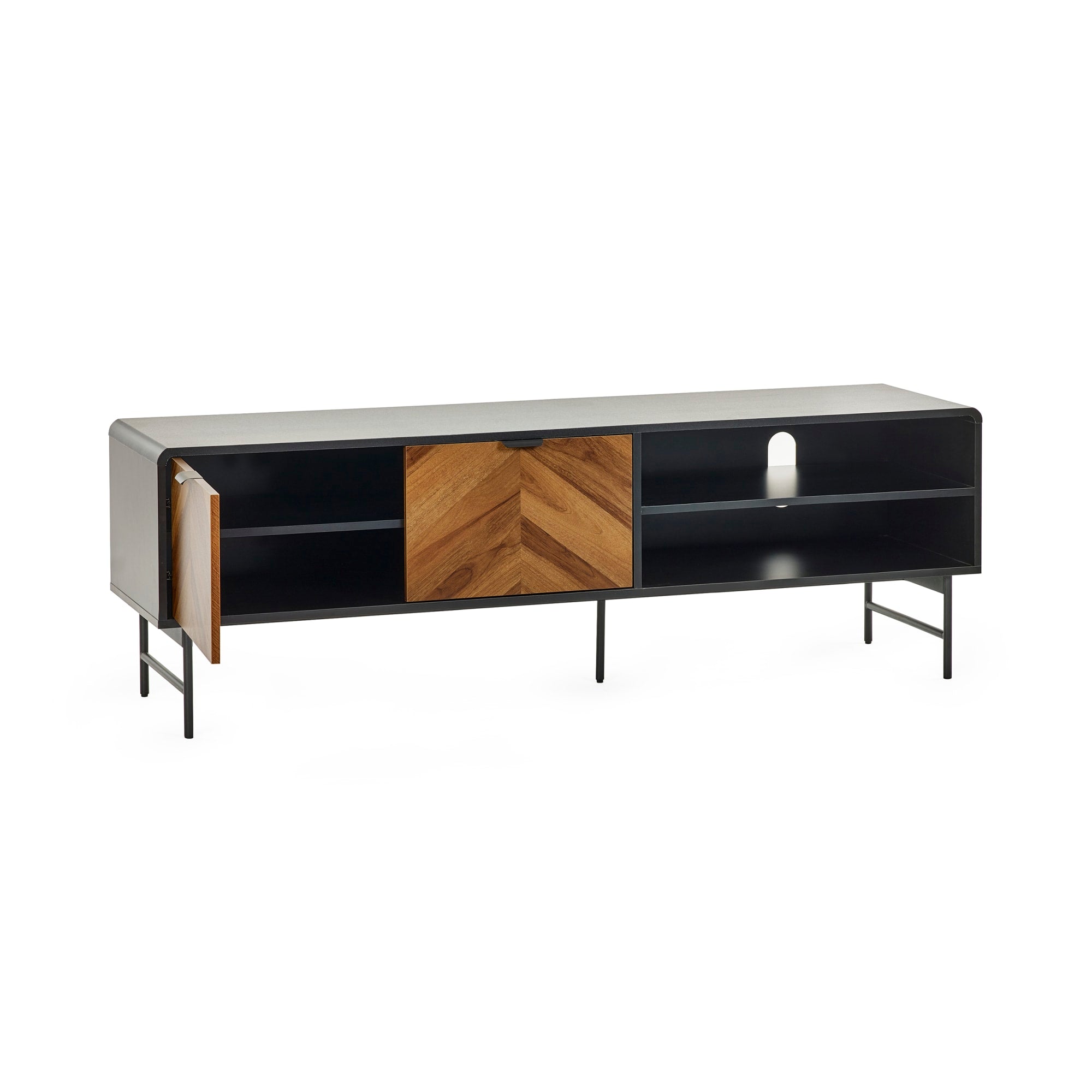 Alvin Black and Natural Wood���Effect 65" TV Unit