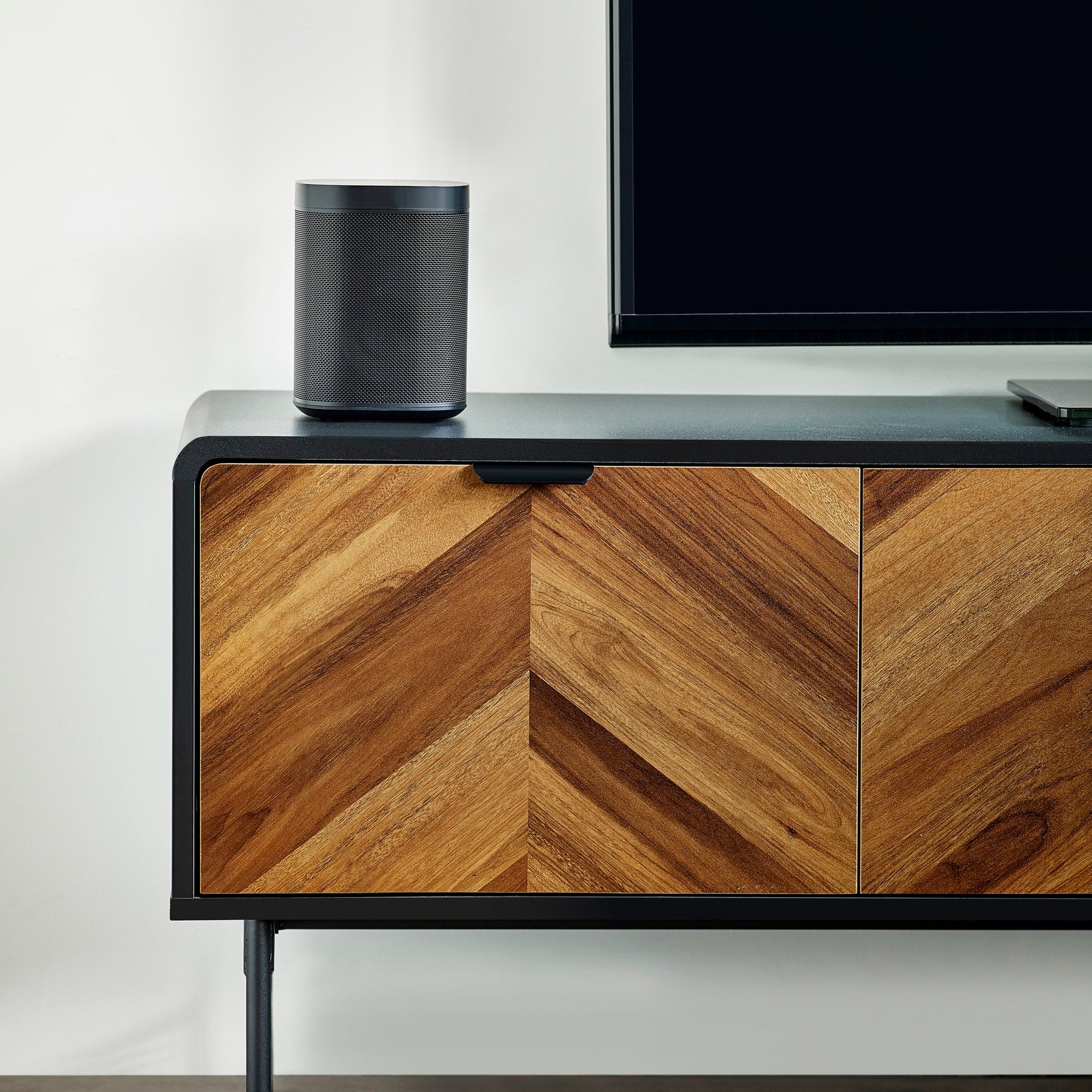 Alvin Black and Natural Wood���Effect 65" TV Unit