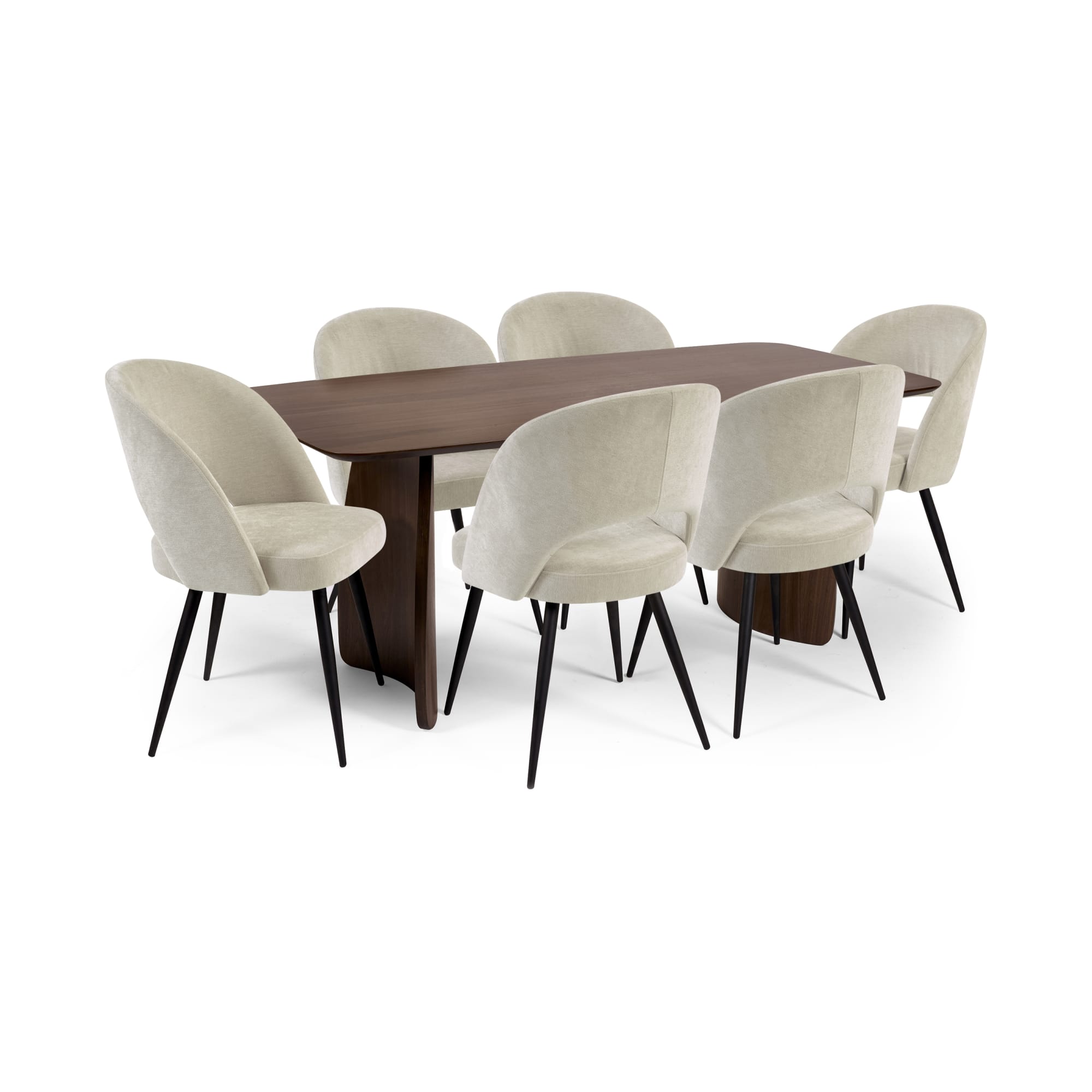 Artemis Curved Leg Walnut Dining Table