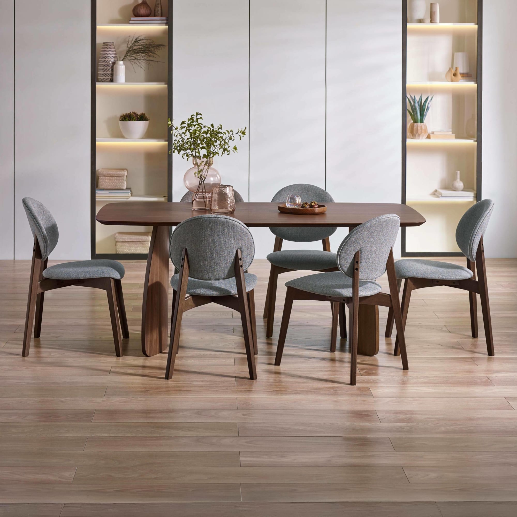 Artemis Curved Leg Walnut Dining Table