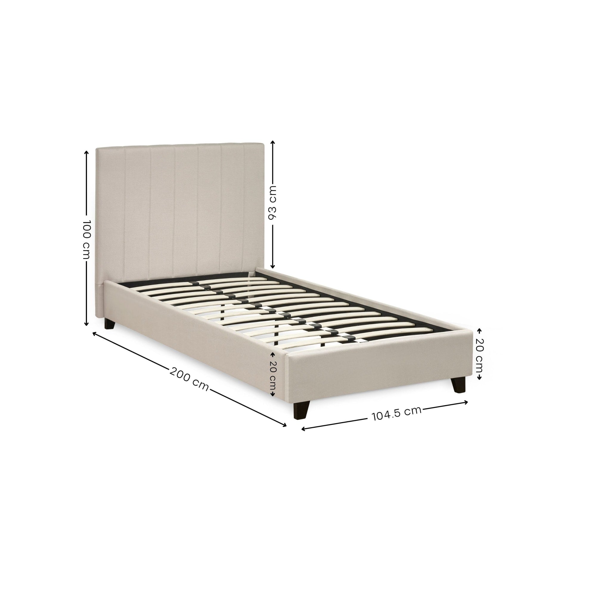 Aylen Oatmeal Linen Upholstered 90cm Single Bed Frame