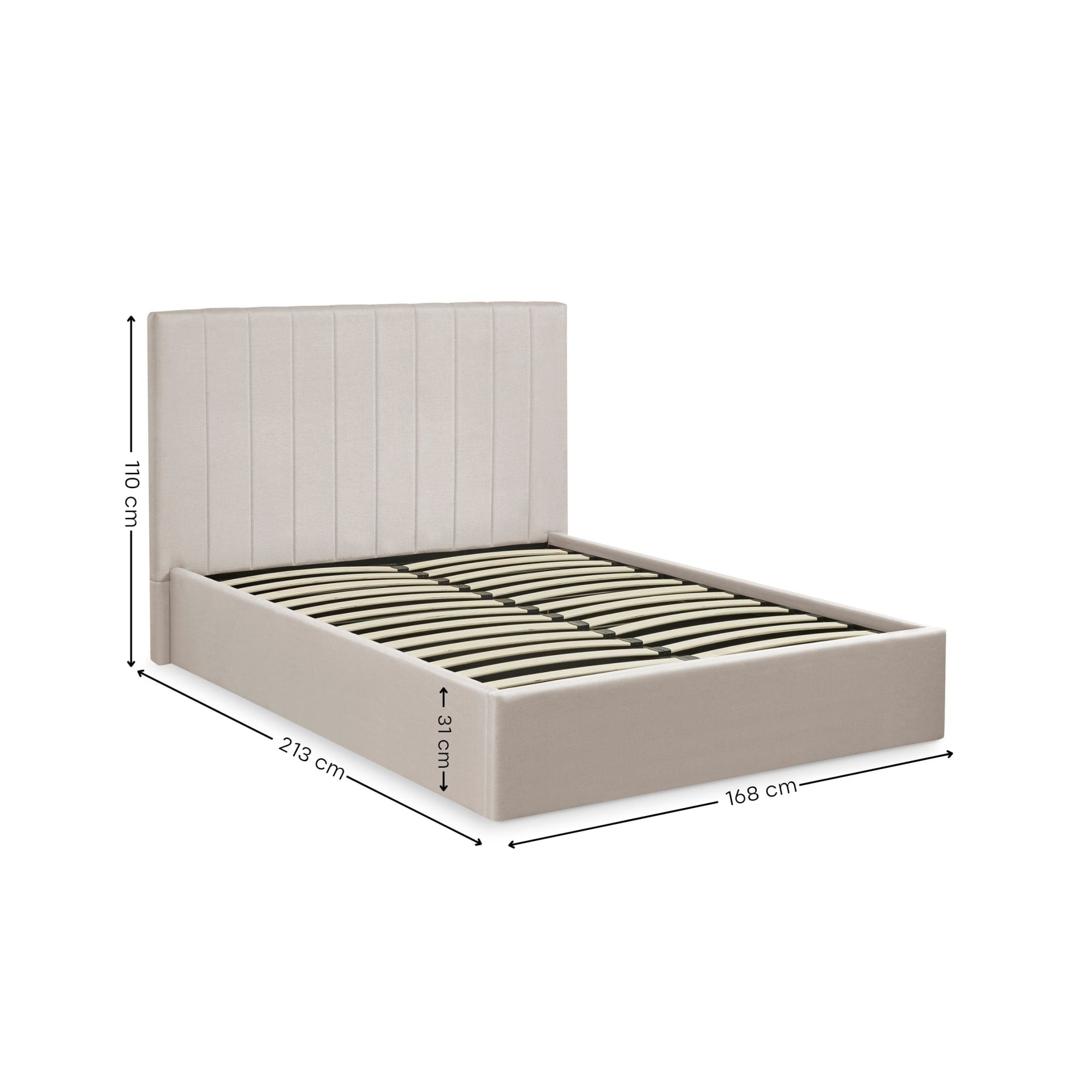Aylen Oatmeal Linen Upholstered 150cm King Size Ottoman Storage Bed Frame
