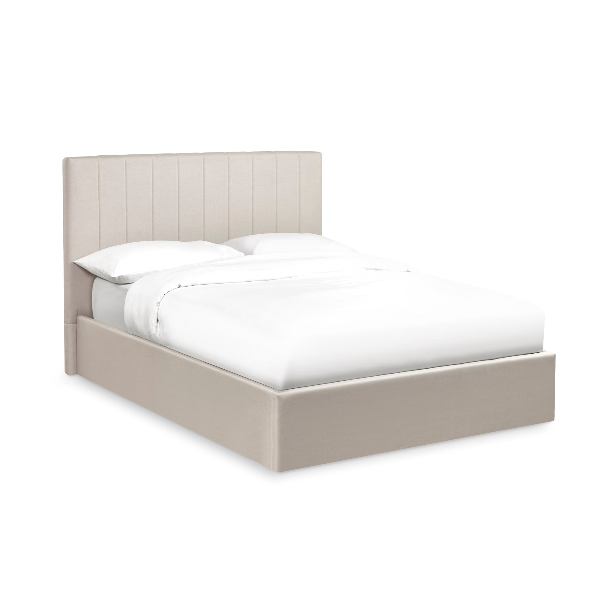 Aylen Oatmeal Linen Upholstered 150cm King Size Ottoman Storage Bed Frame