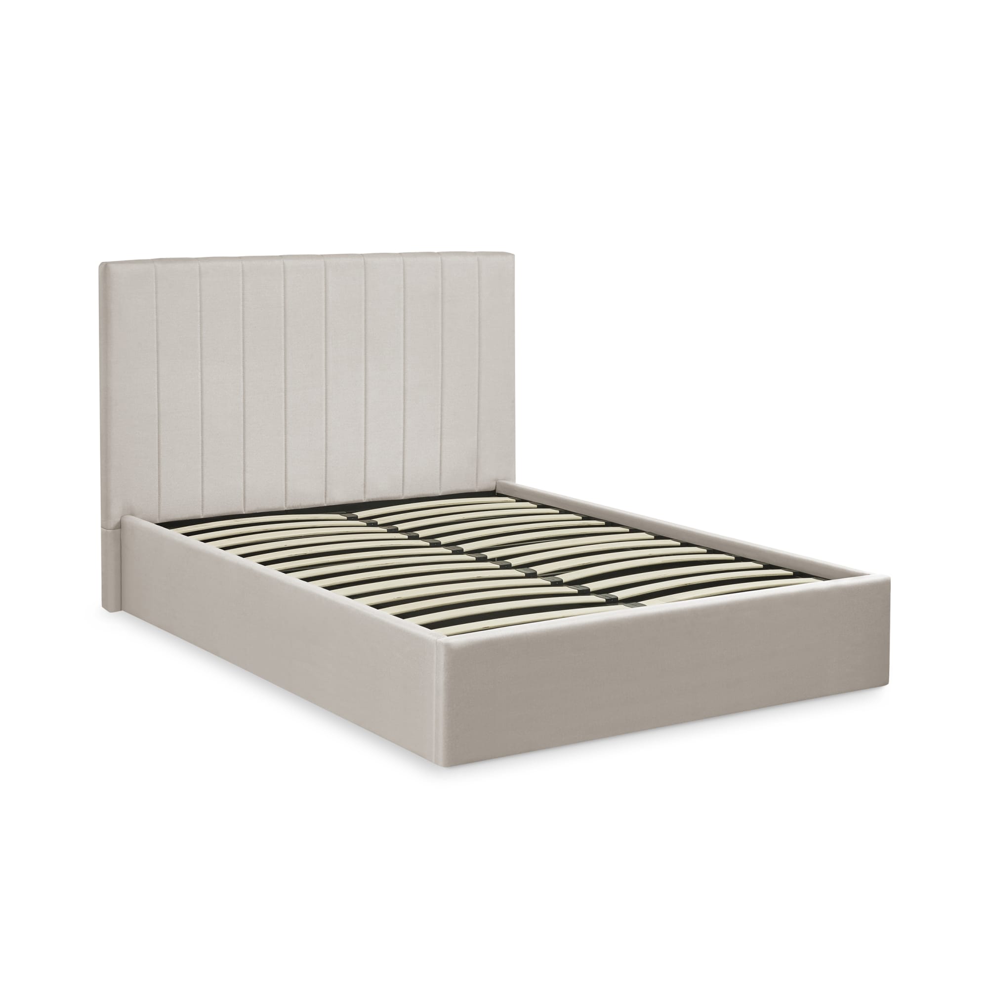 Aylen Oatmeal Linen Upholstered 150cm King Size Ottoman Storage Bed Frame
