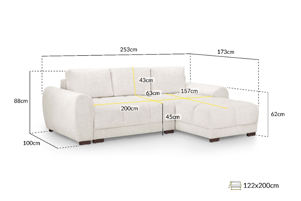 Azzuro Sofabed Cream Universal Left or Right Corner