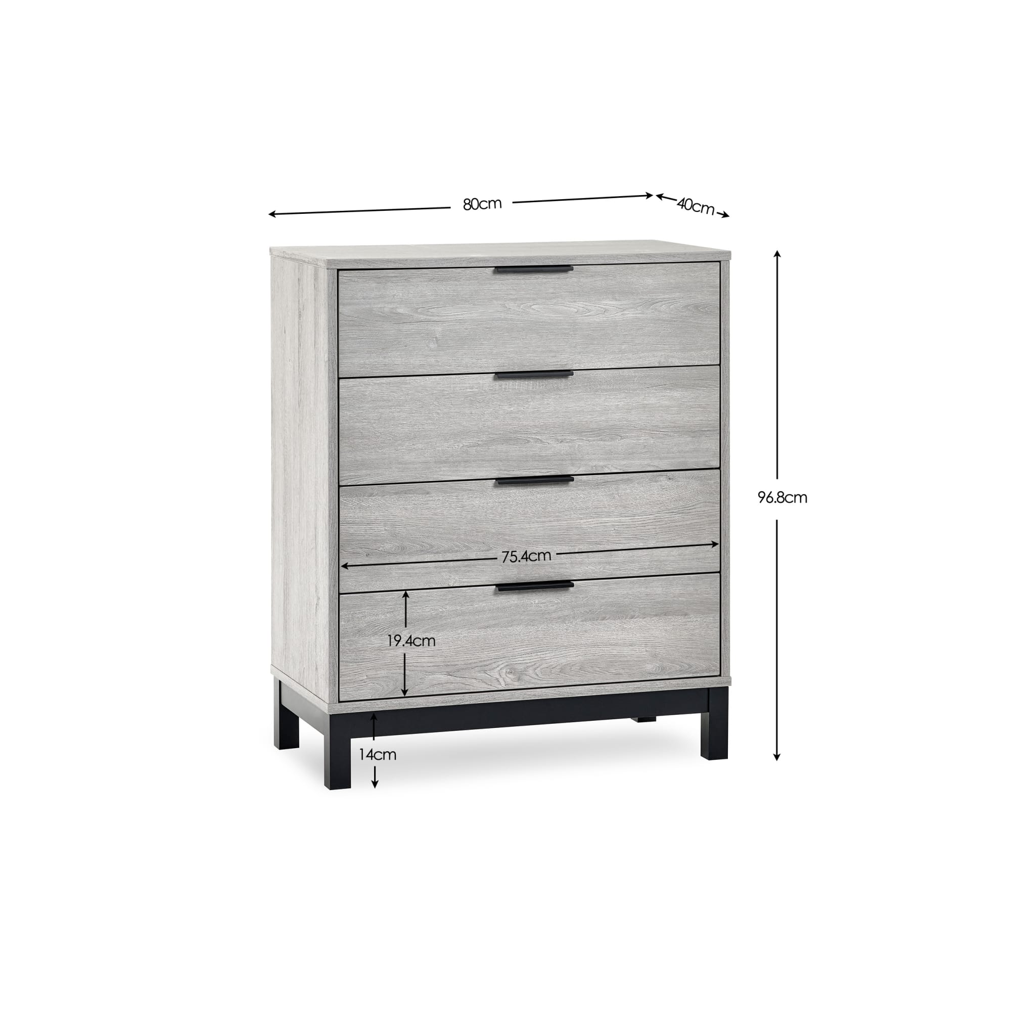 Bali 4 Drawer Chest - Grey Oak