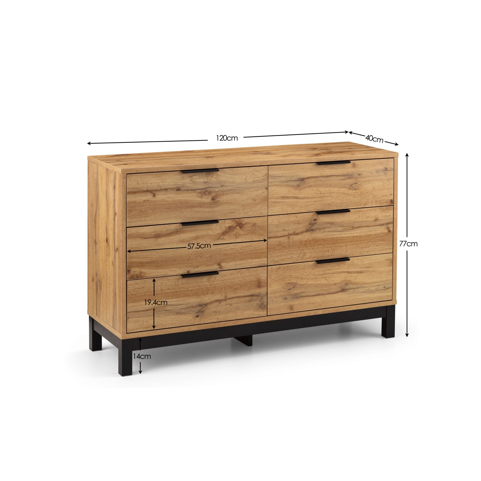 Bali 6 Drawer Wide Chest - Light Oak