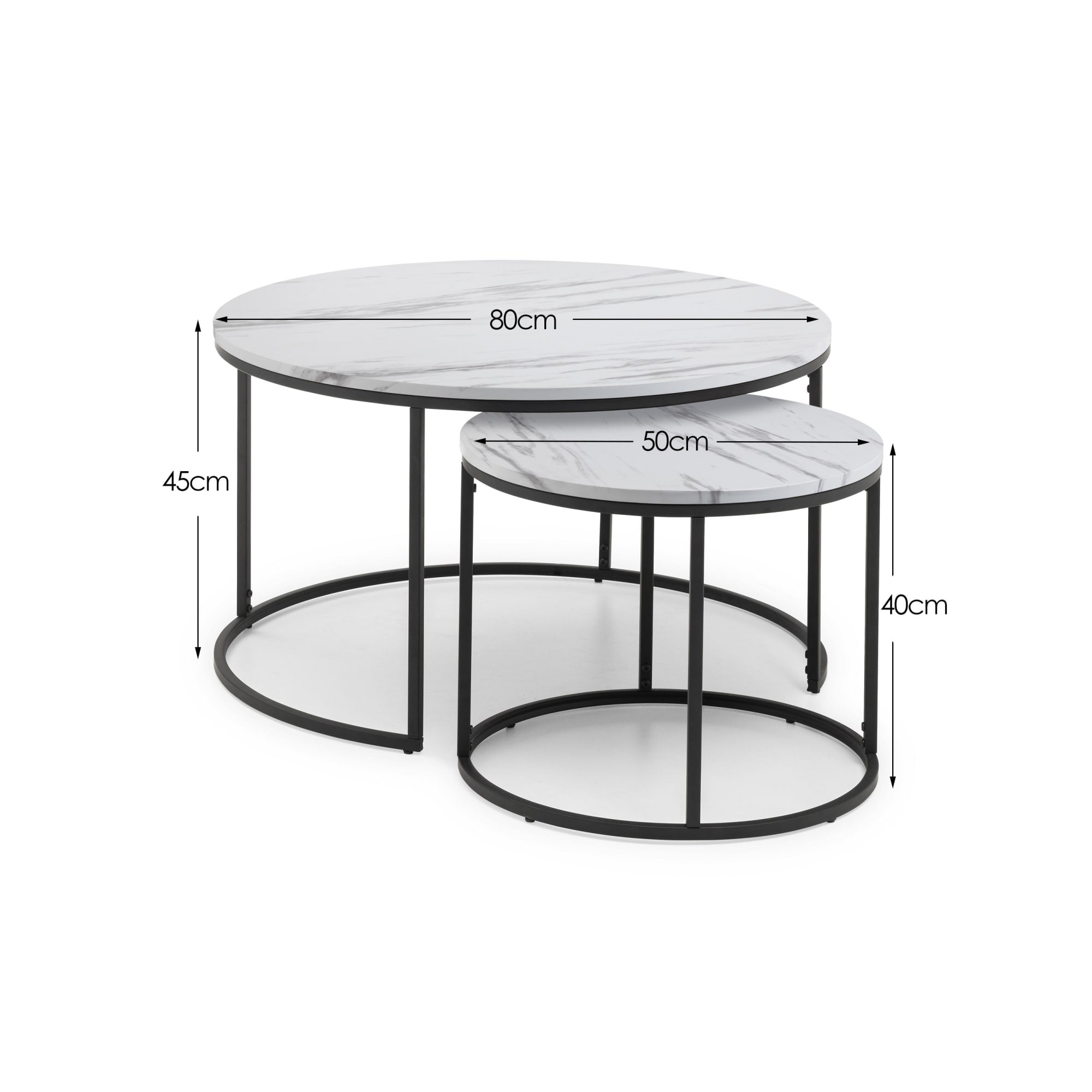 Bellini Round Nesting Coffee Table - White Marble