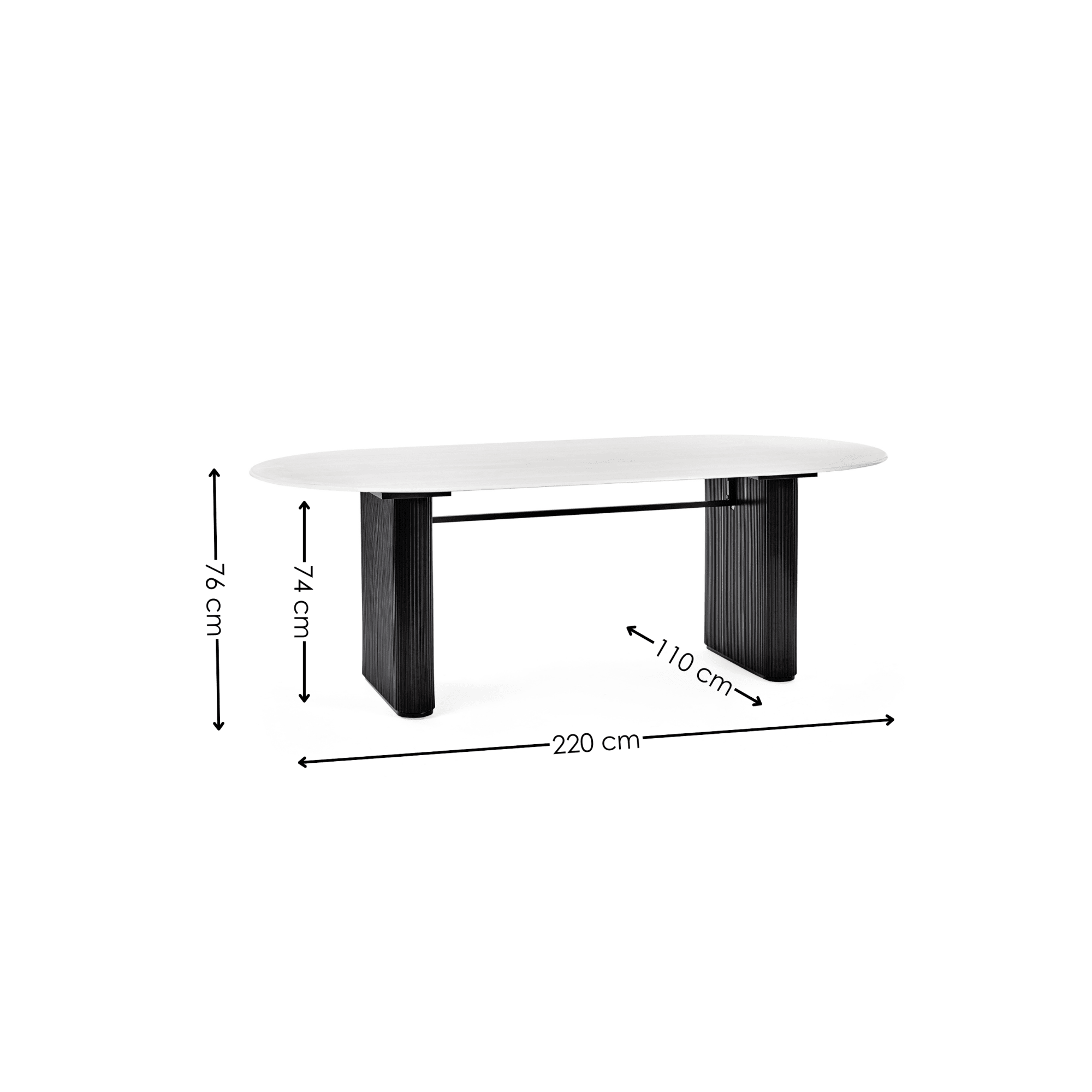 Bolivia 220cm White Stone Effect Oval Dining Table