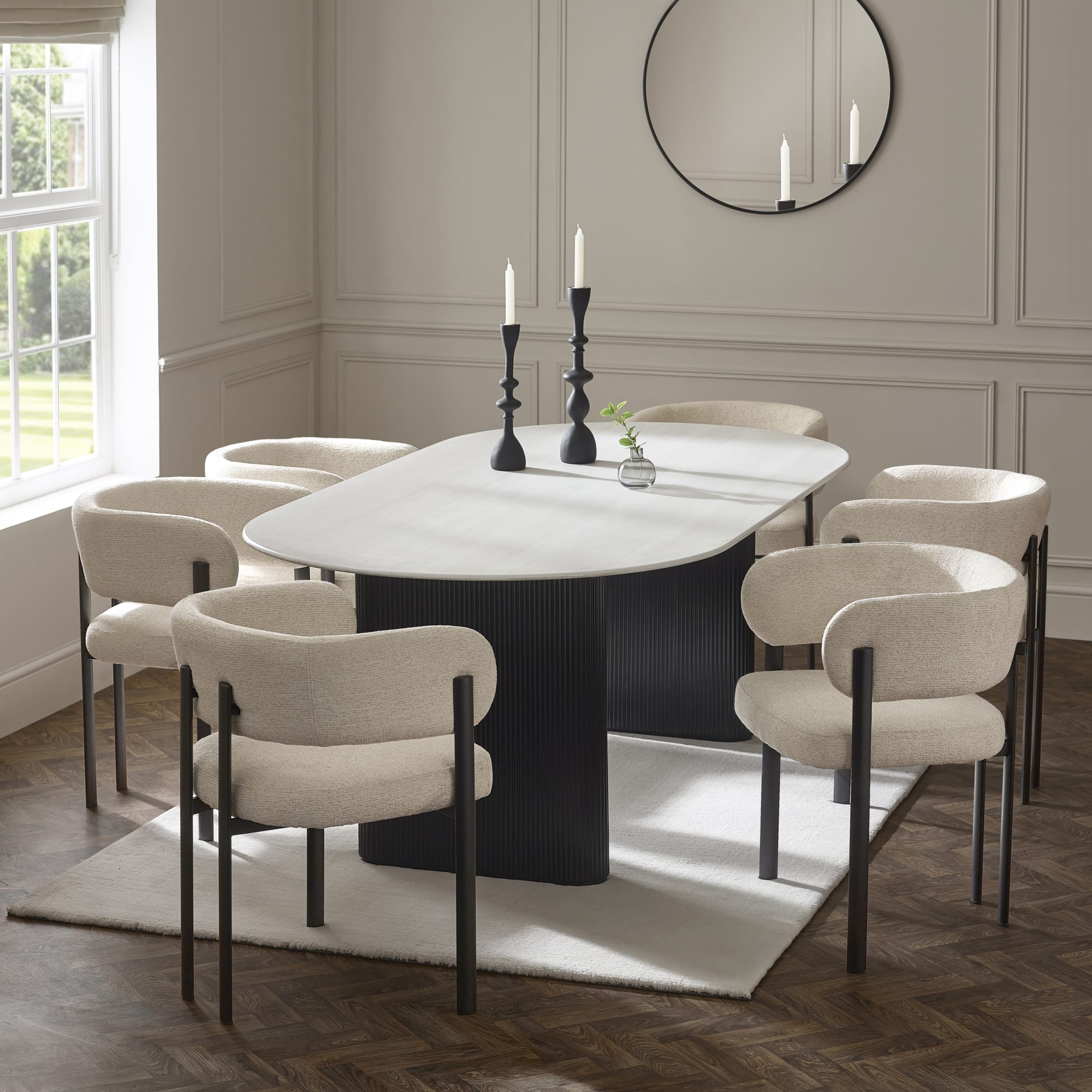 Set of 2 Bolivia Cream Chenille Upholstered Dining Chairs