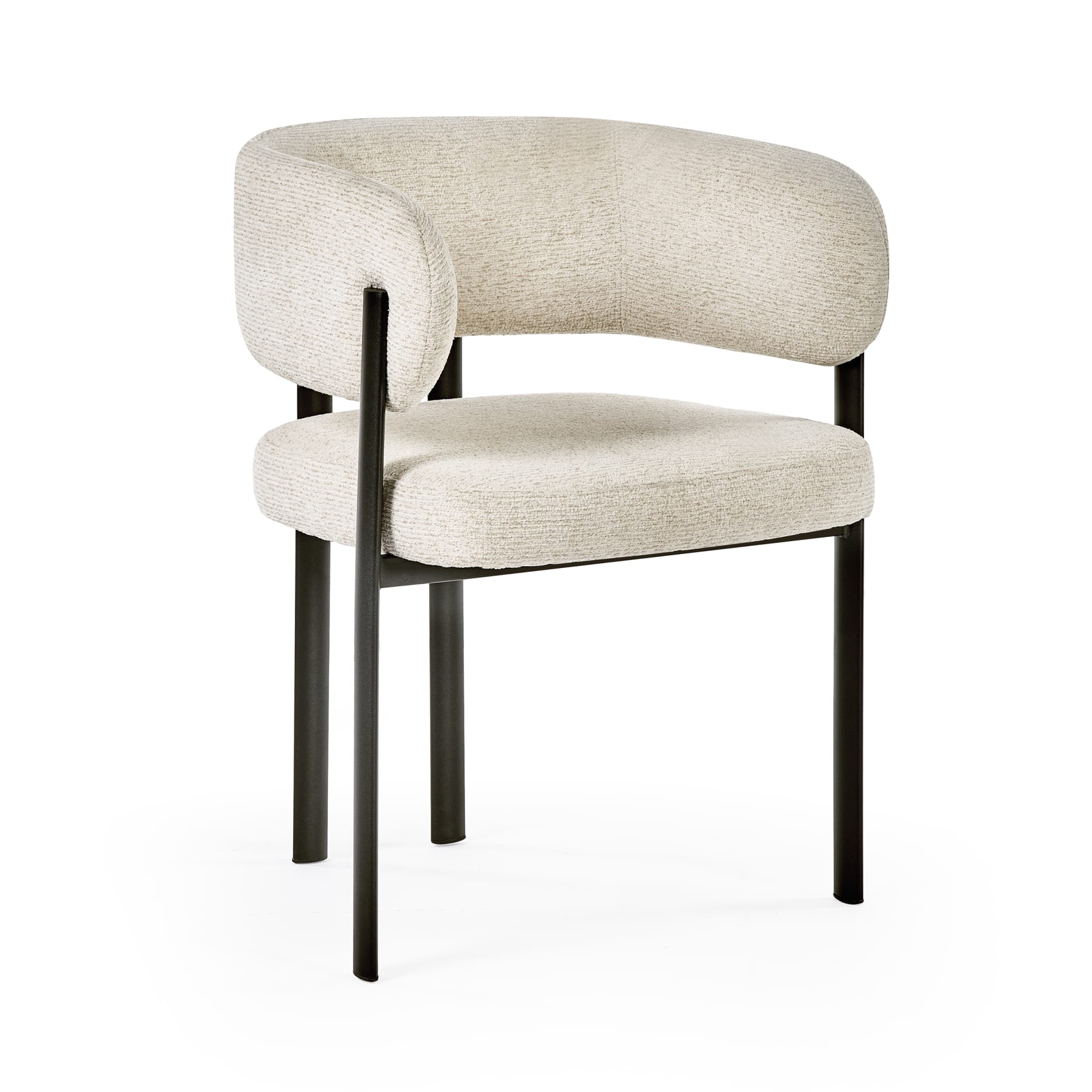 Set of 2 Bolivia Cream Chenille Upholstered Dining Chairs