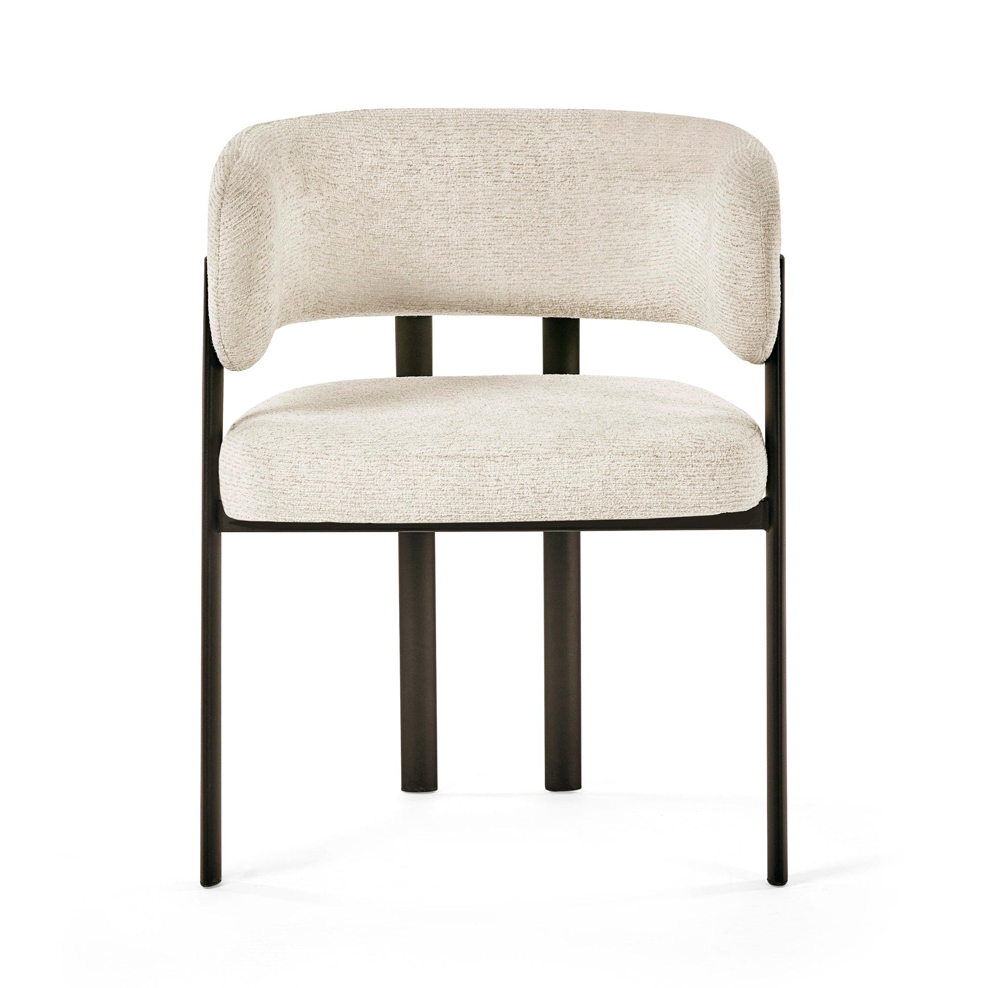 Set of 2 Bolivia Cream Chenille Upholstered Dining Chairs