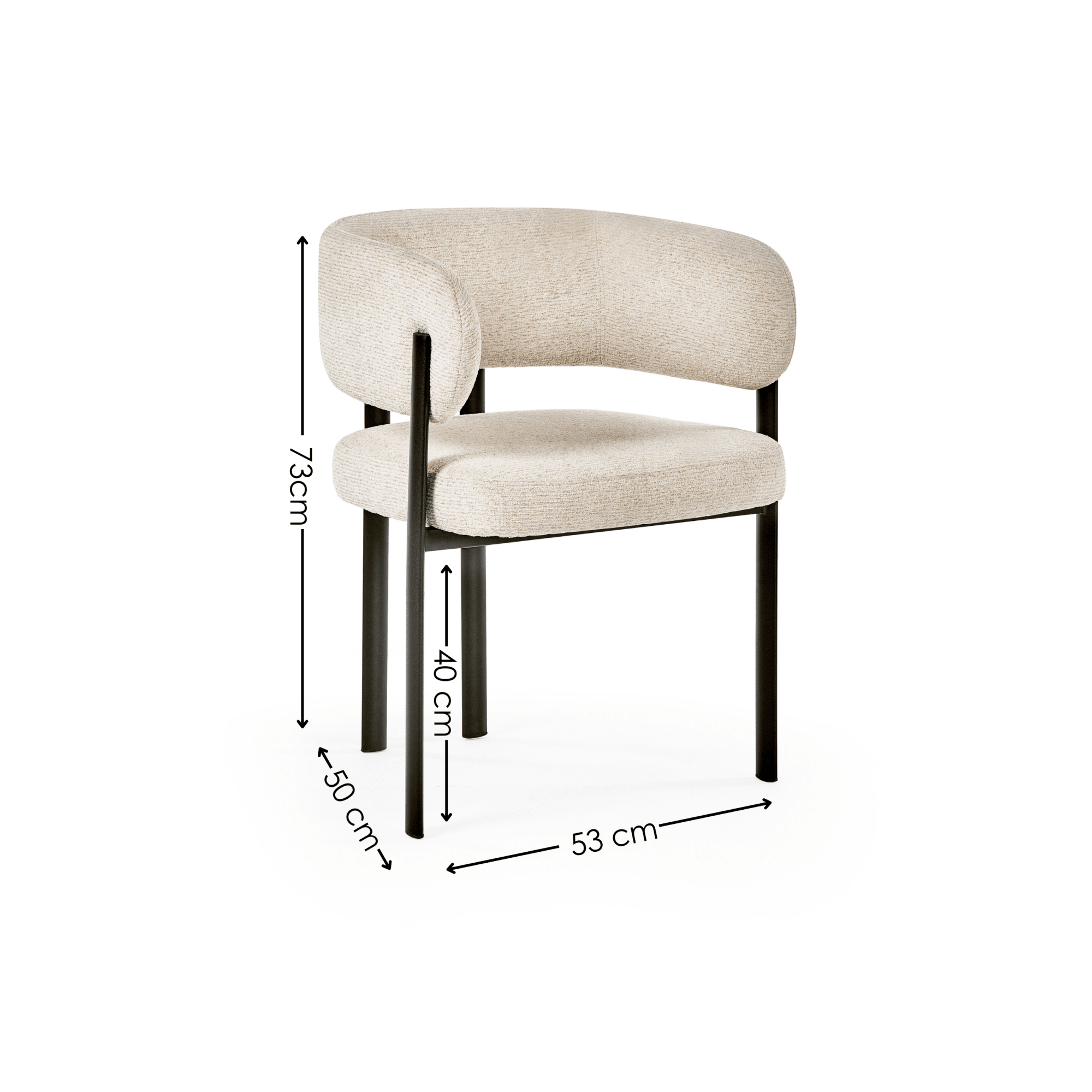 Set of 2 Bolivia Cream Chenille Upholstered Dining Chairs
