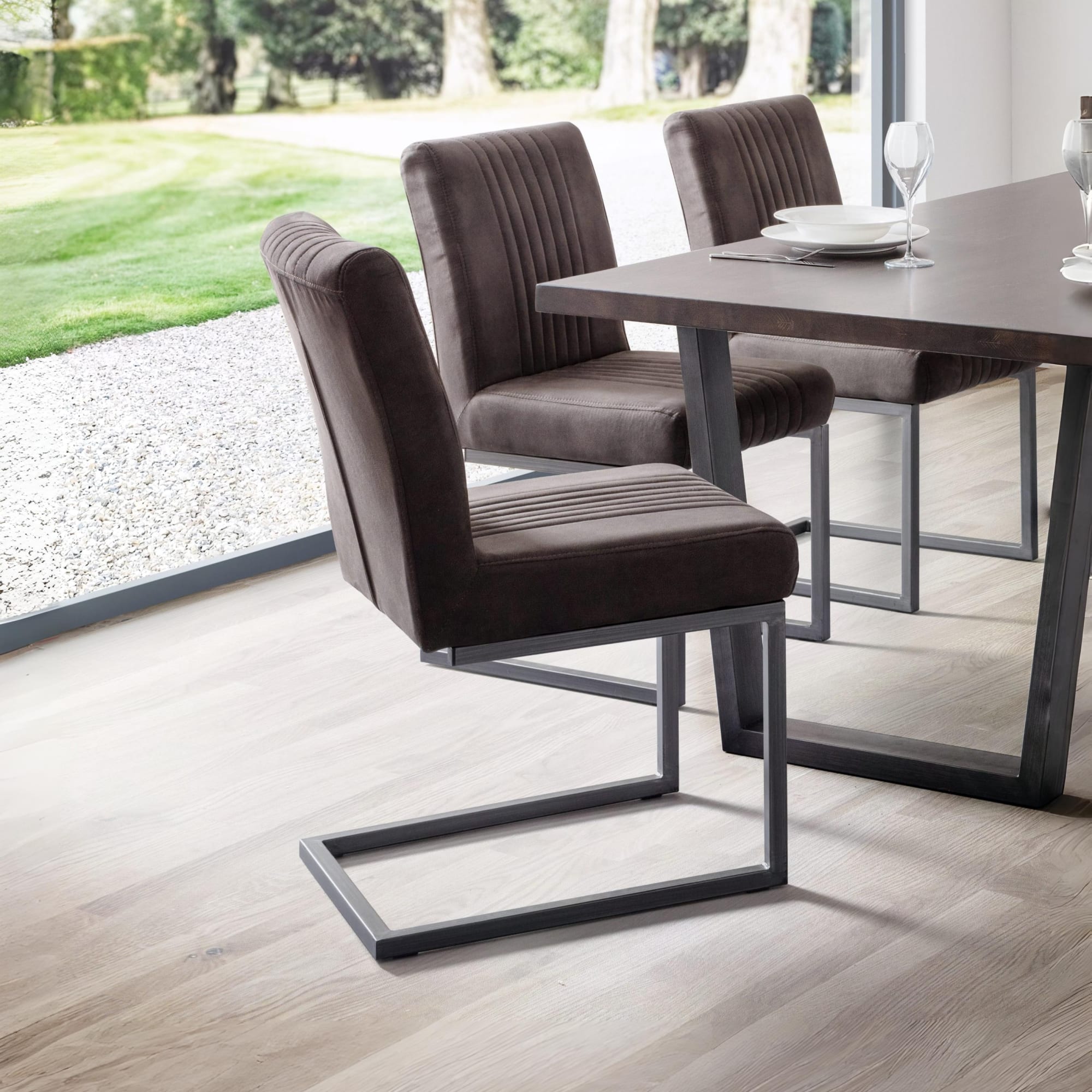 Set Of 2 Brooklyn Dining Chairs - Charcoal Grey