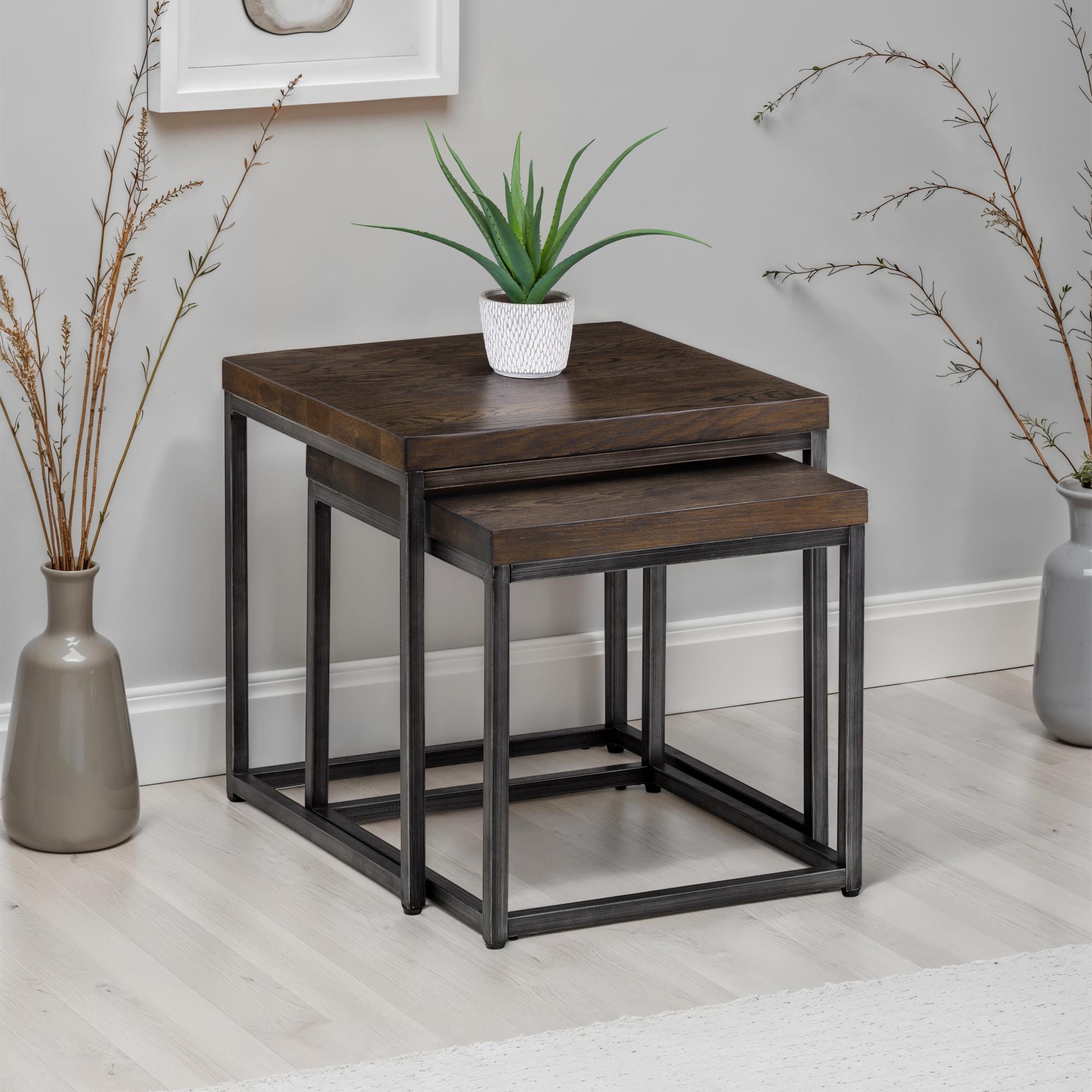 Brooklyn Nesting Lamp Tables - Dark Oak