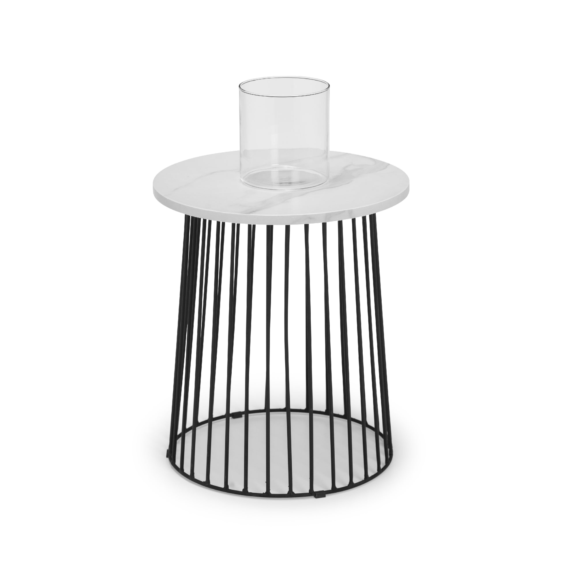 Broadway Round Lamp Table - White Marble