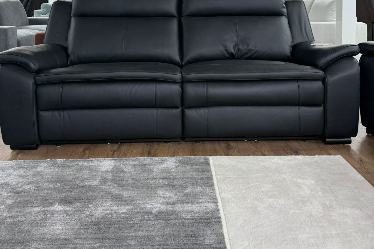 Boston Genuine Leather Electric Recliner Sofa Black 3 Seater