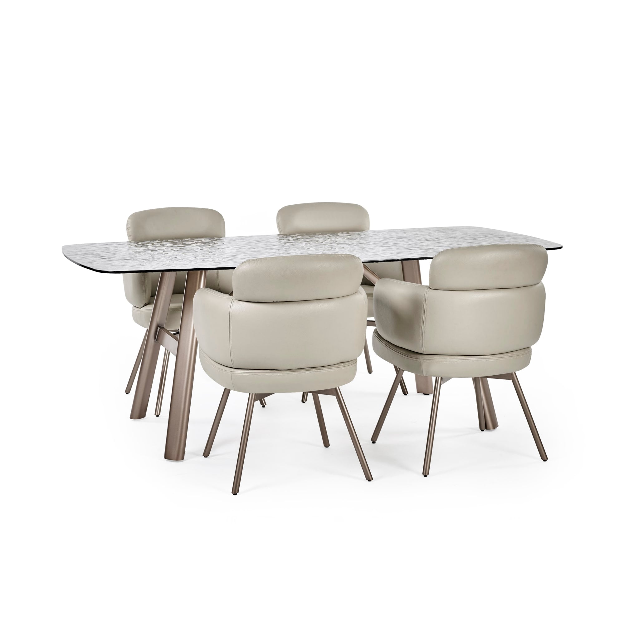 Callisto 200cm Rectangular Smoked Bubble Glass Dining Table