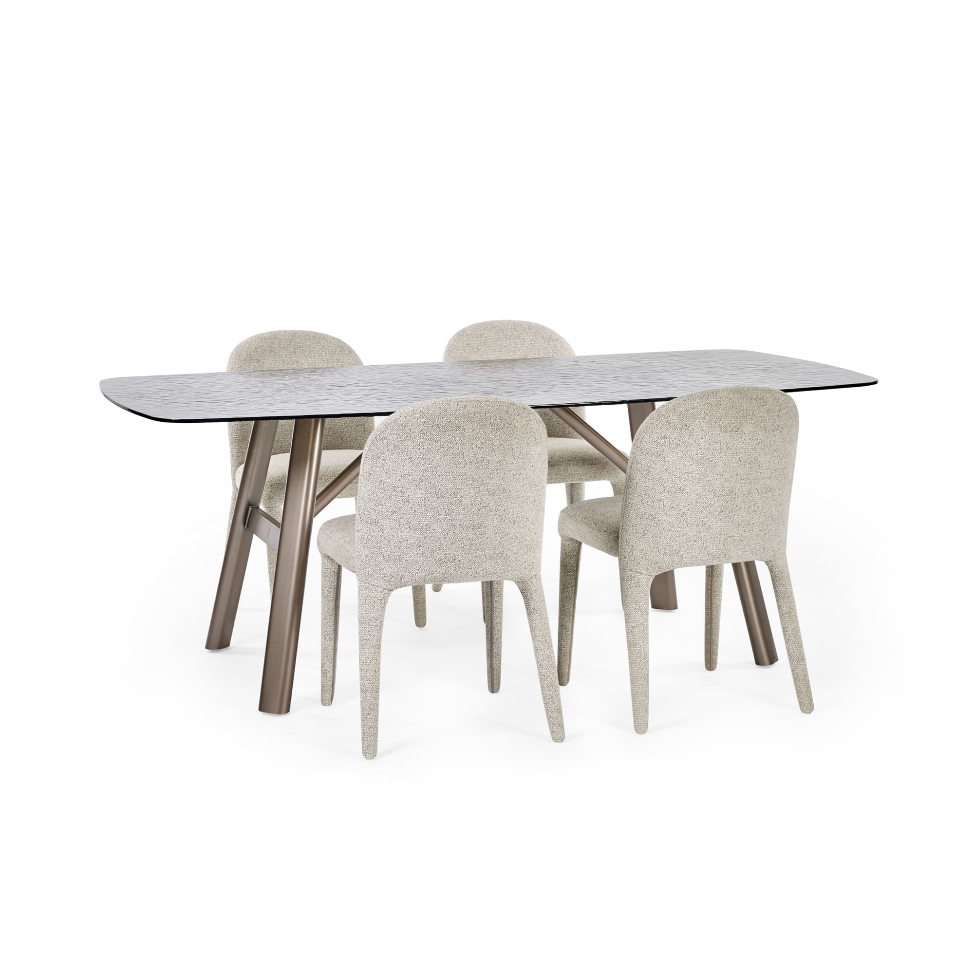 Callisto 200cm Rectangular Smoked Bubble Glass Dining Table