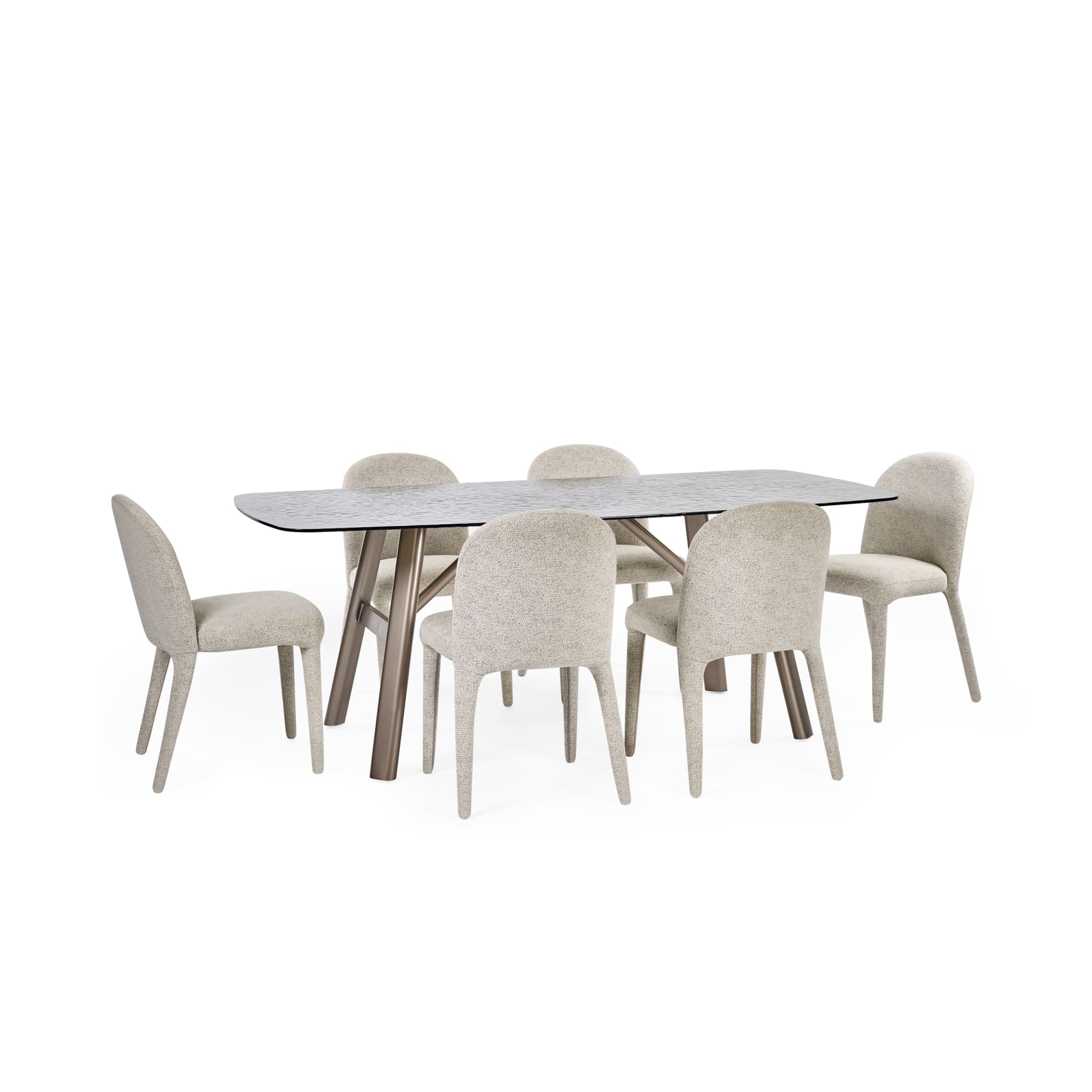 Callisto 200cm Rectangular Smoked Bubble Glass Dining Table