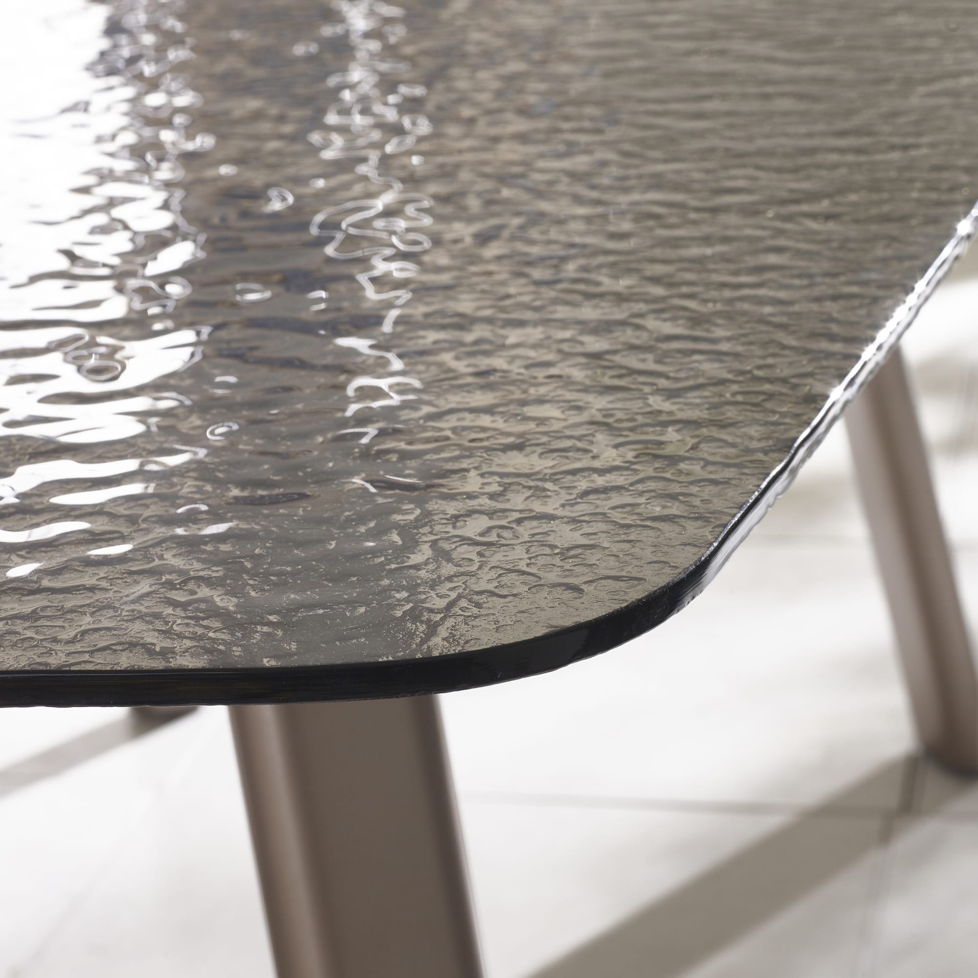 Callisto 200cm Rectangular Smoked Bubble Glass Dining Table