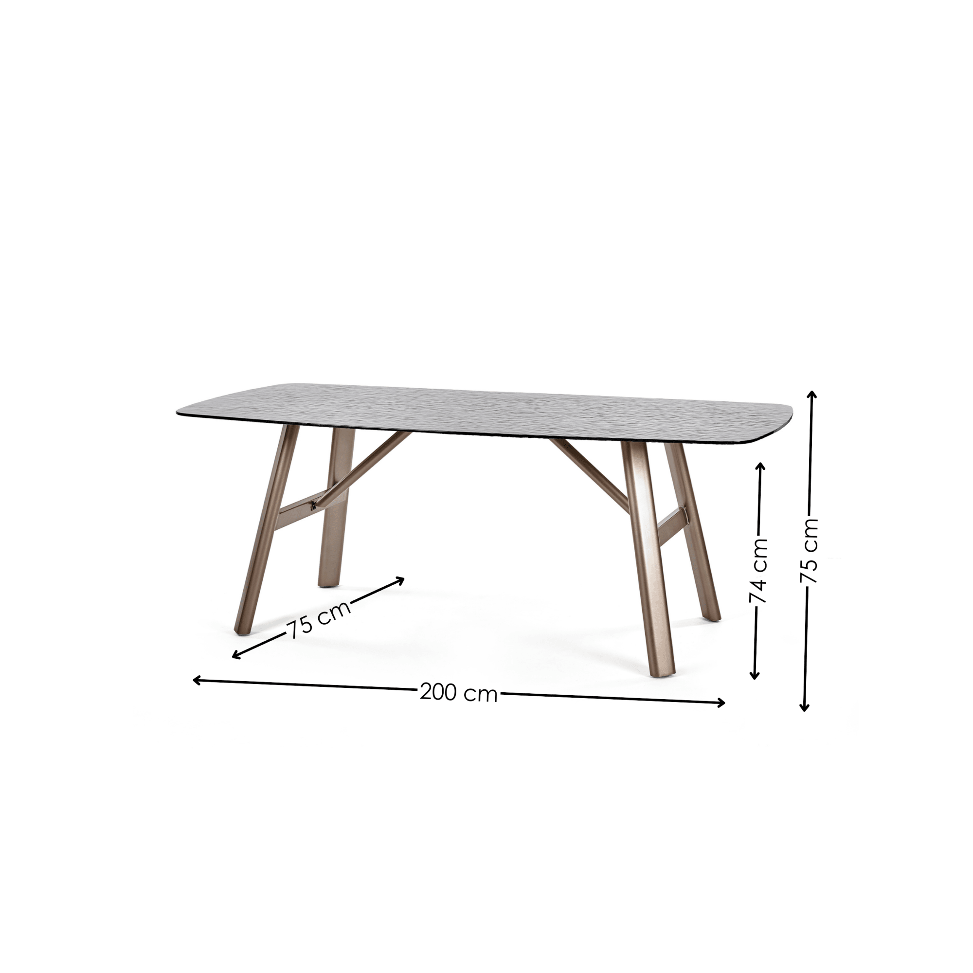 Callisto 200cm Rectangular Smoked Bubble Glass Dining Table