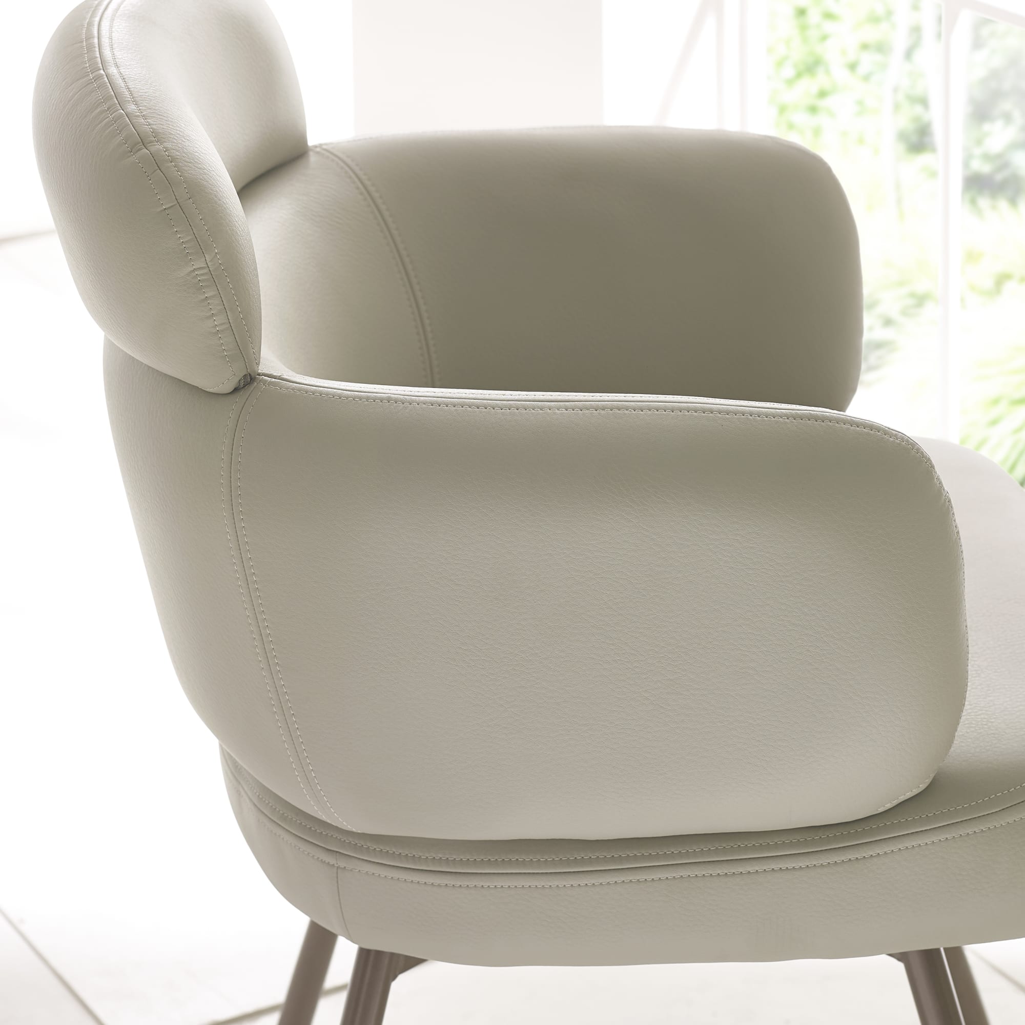 Set of 2 Callisto Beige Faux Leather Swivel Dining Chairs