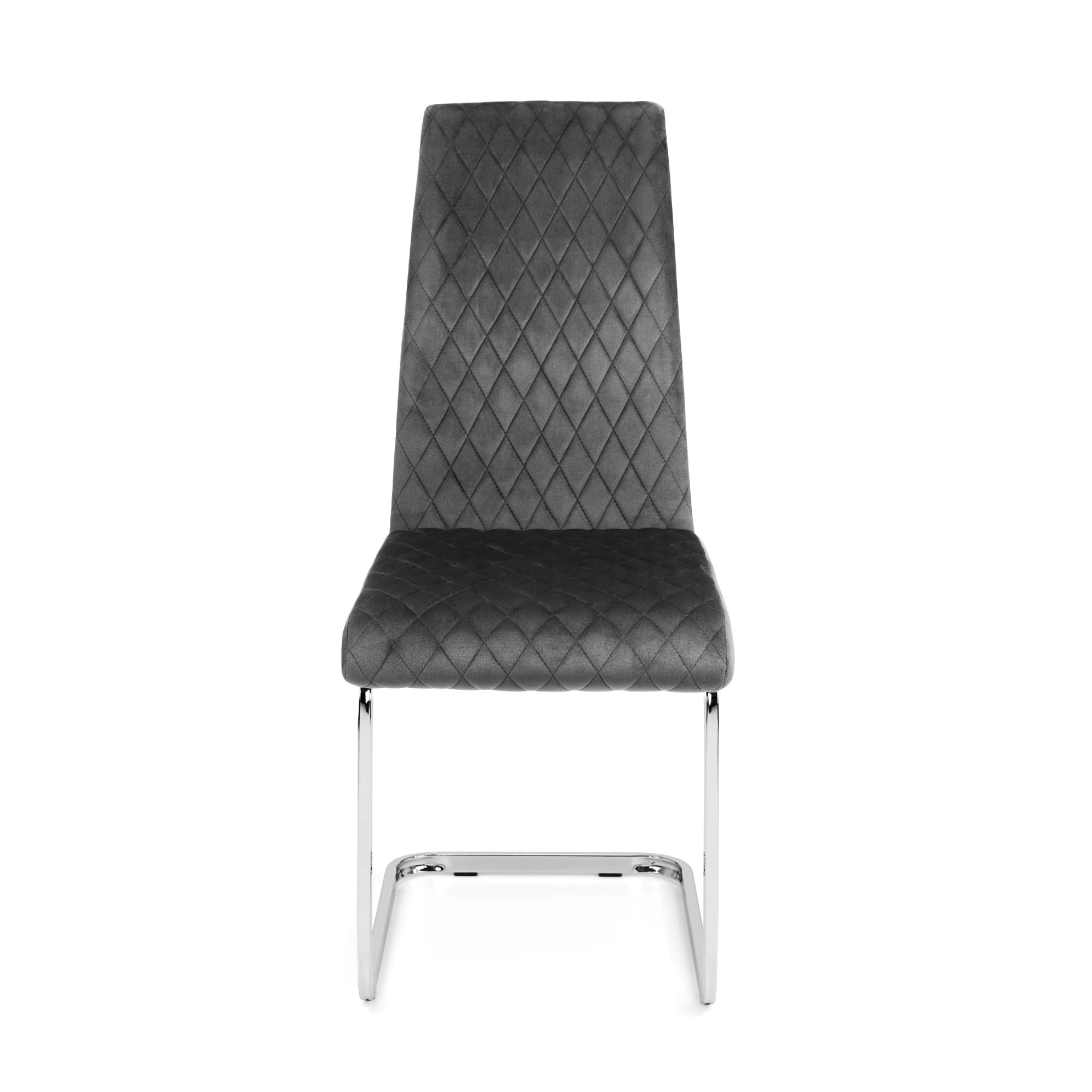 Set Of 4 Calabria Velvet Cantilever Chairs - Grey