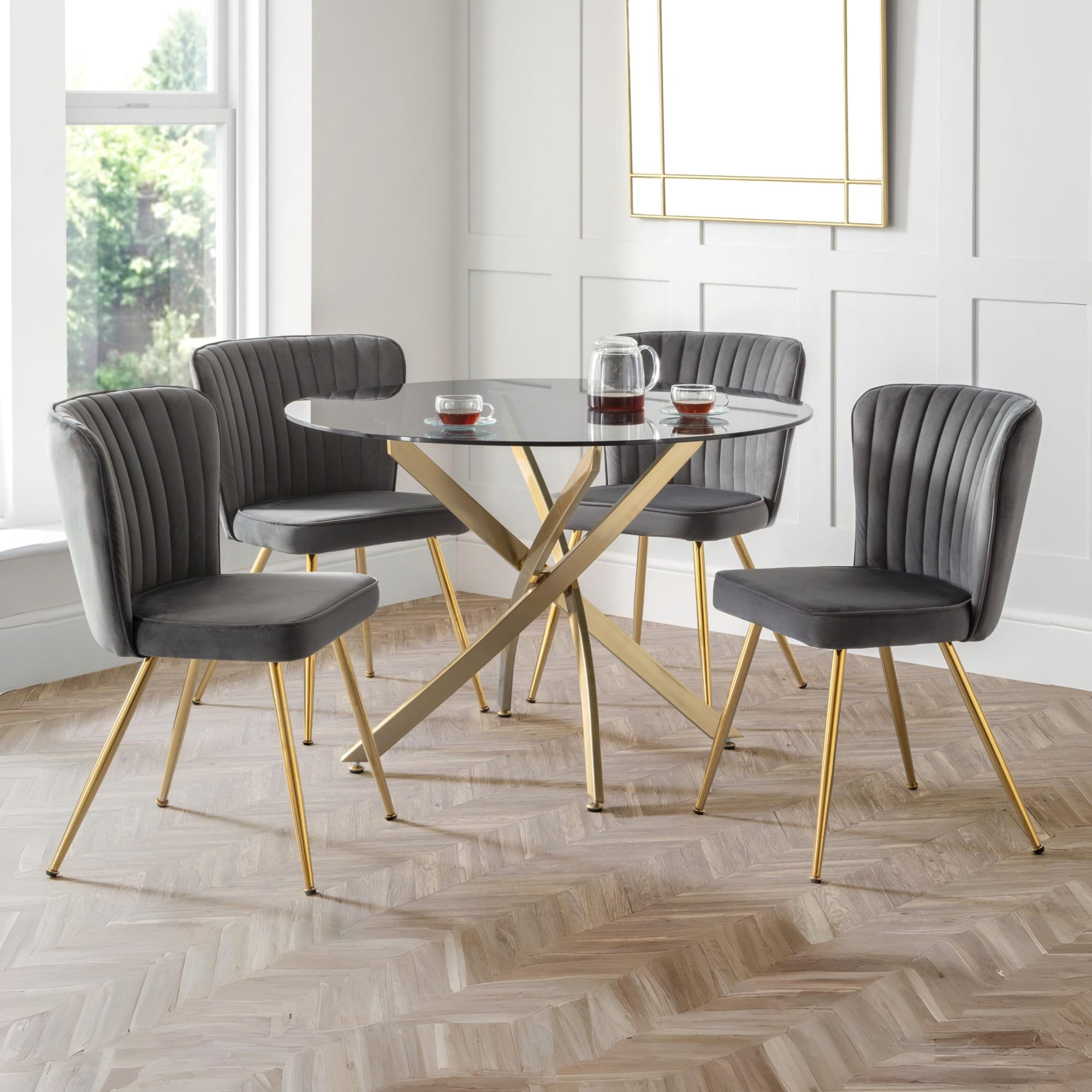 Set Of 2 Cannes Dining Chairs - Grey