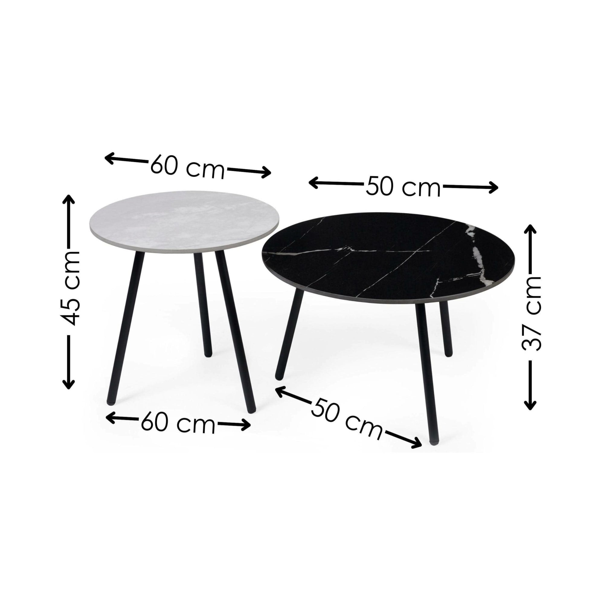 Casper Set of Side Tables Grey and Black