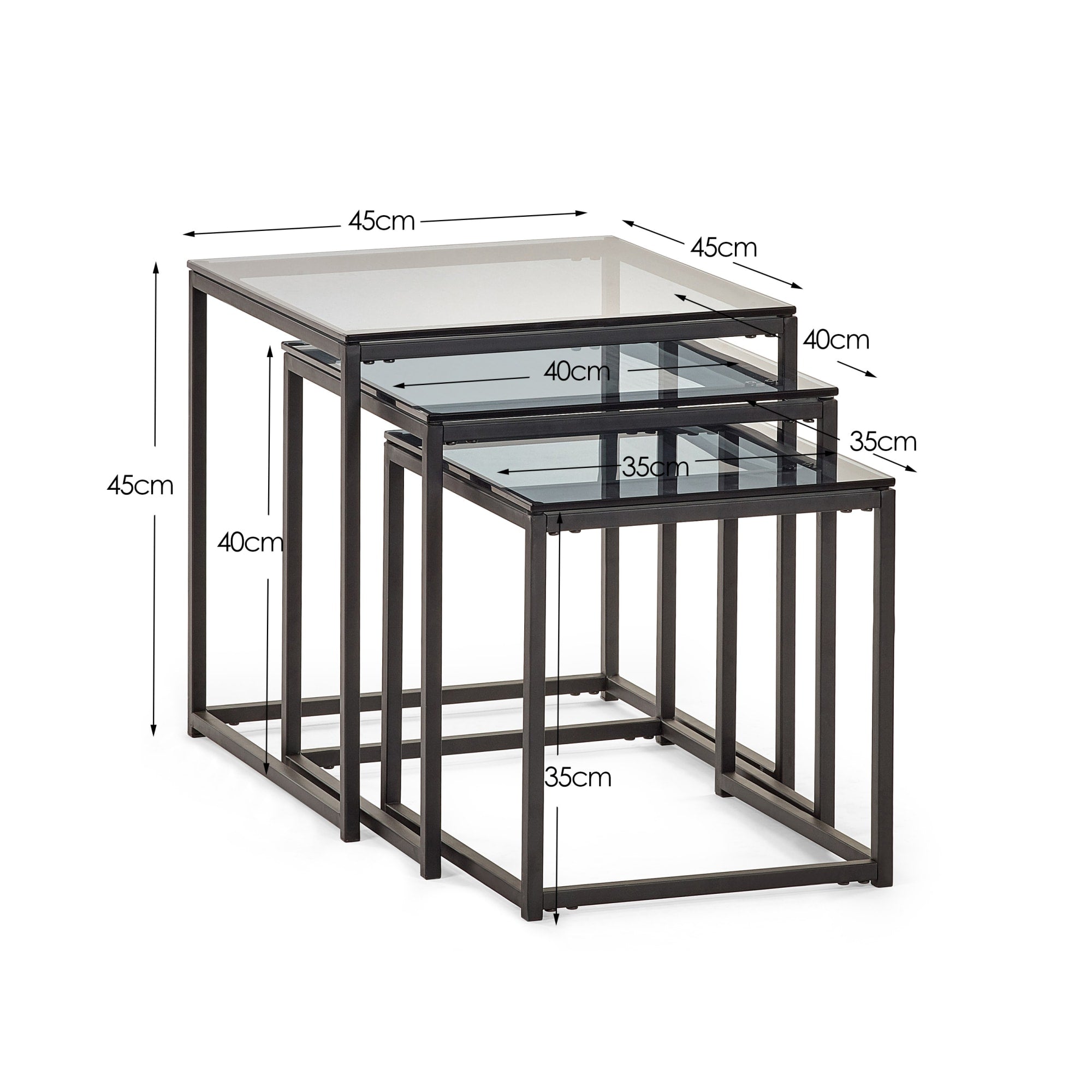 Chicago Nest Of 3 Tables Smoked Glass