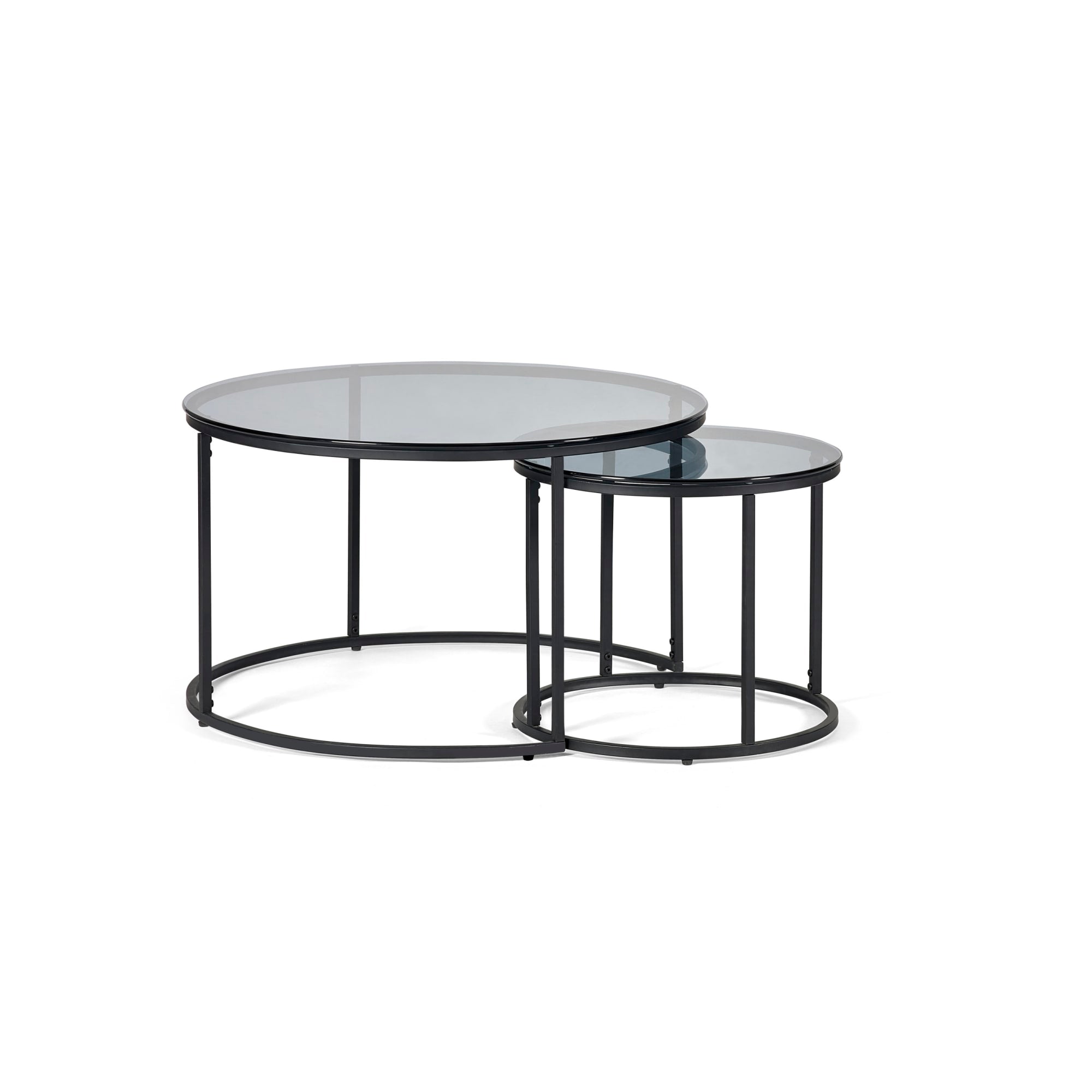 Chicago Round Nesting Coffee Tables Smoked Glass