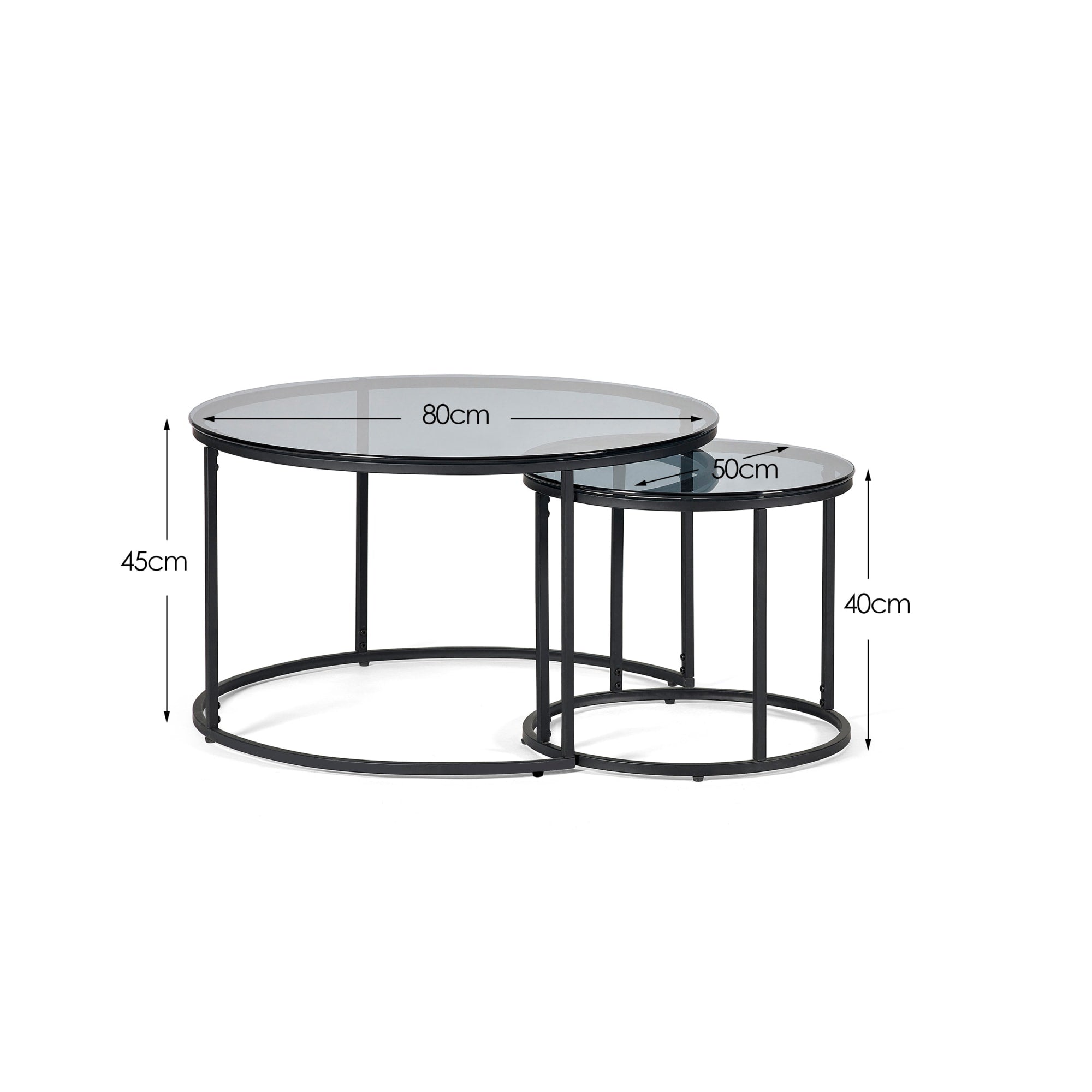 Chicago Round Nesting Coffee Tables Smoked Glass