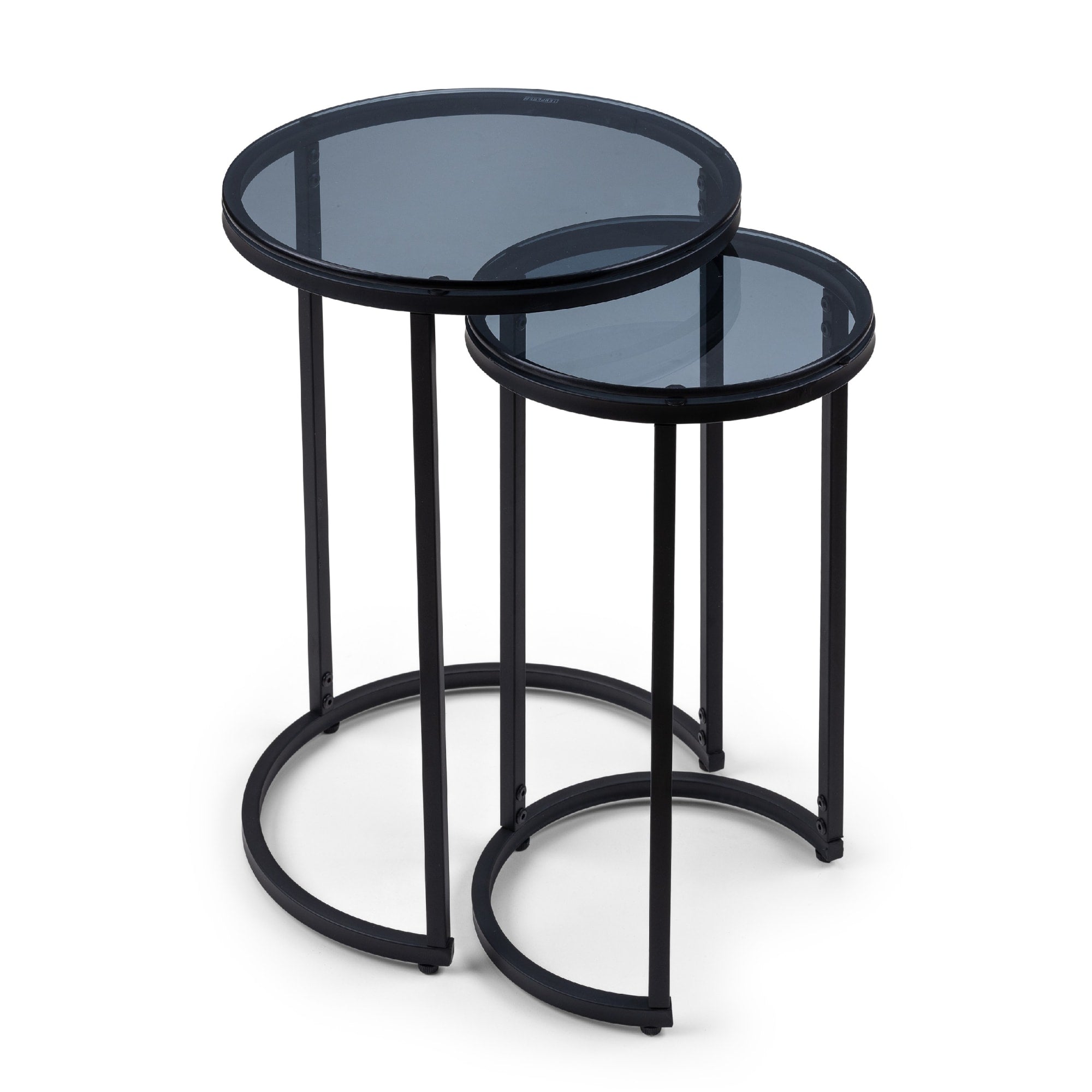 Chicago Round Nesting Side Tables Smoked Glass