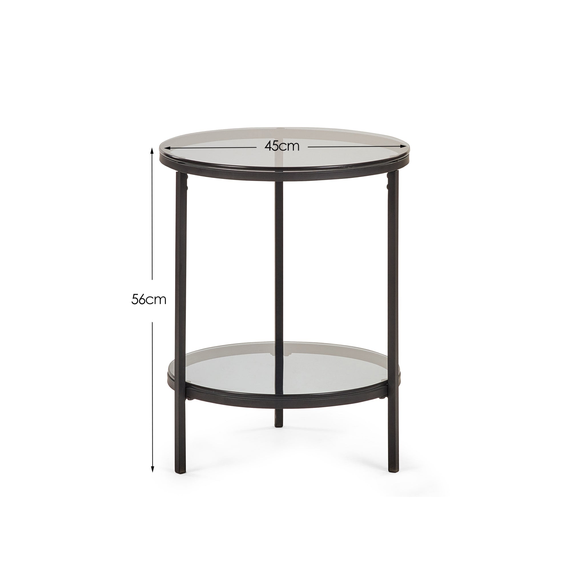 Chicago Circular Lamp Table With Shelf - Smoked Glass