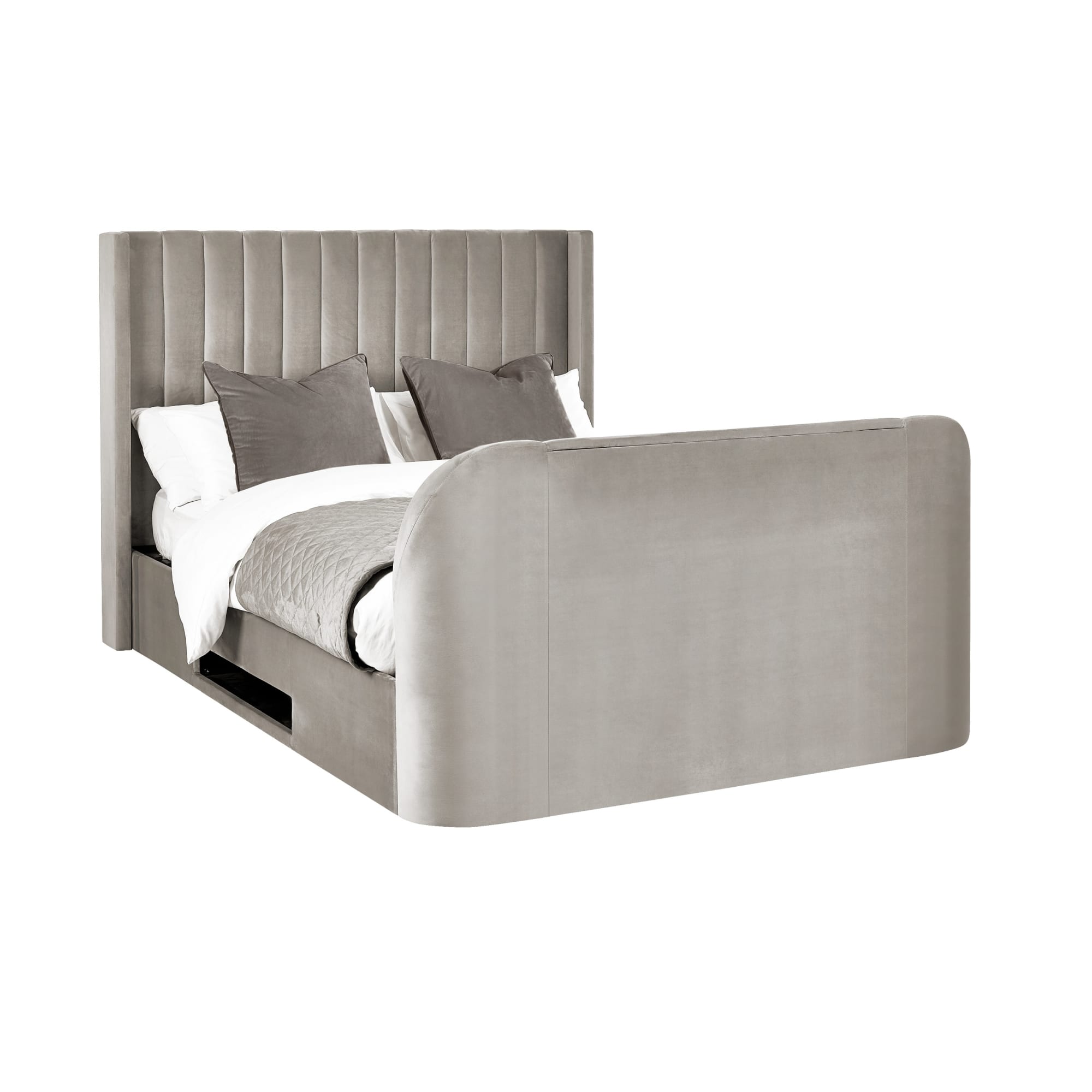 Clara Ottoman TV King Size Bed 150cm - Light Grey