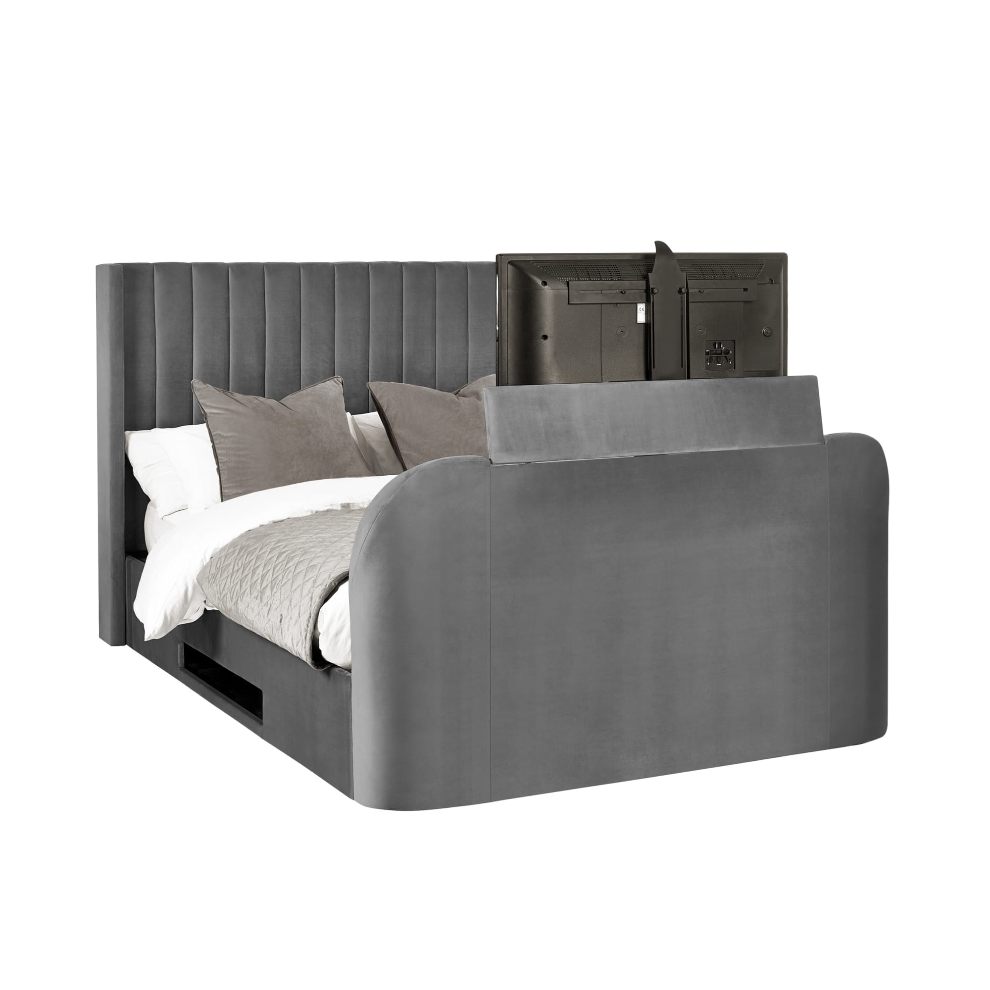 Clara Dark Grey 180cm Super King TV Ottoman Storage Bed
