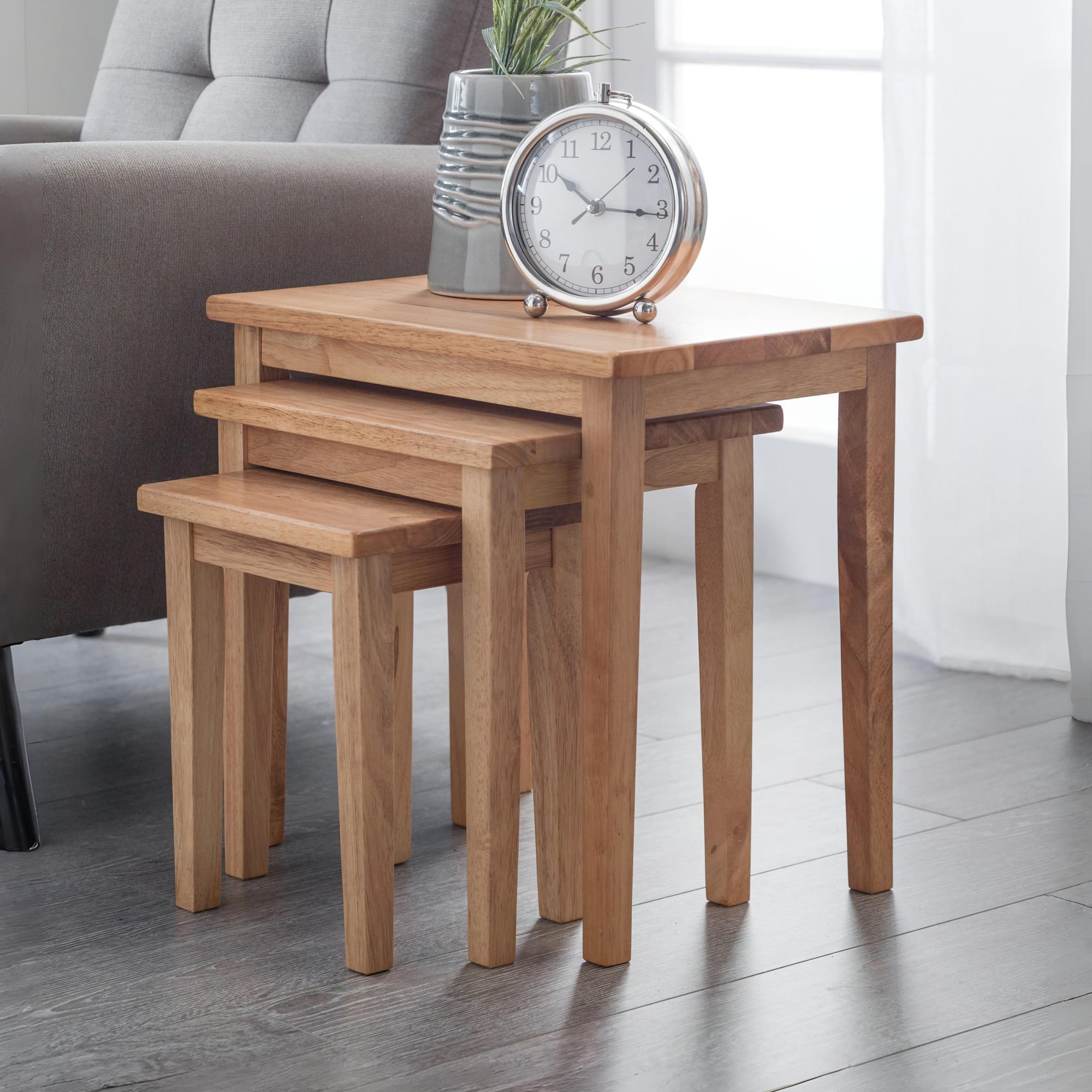 Cleo Nest Of Tables - Natural Oak Finish