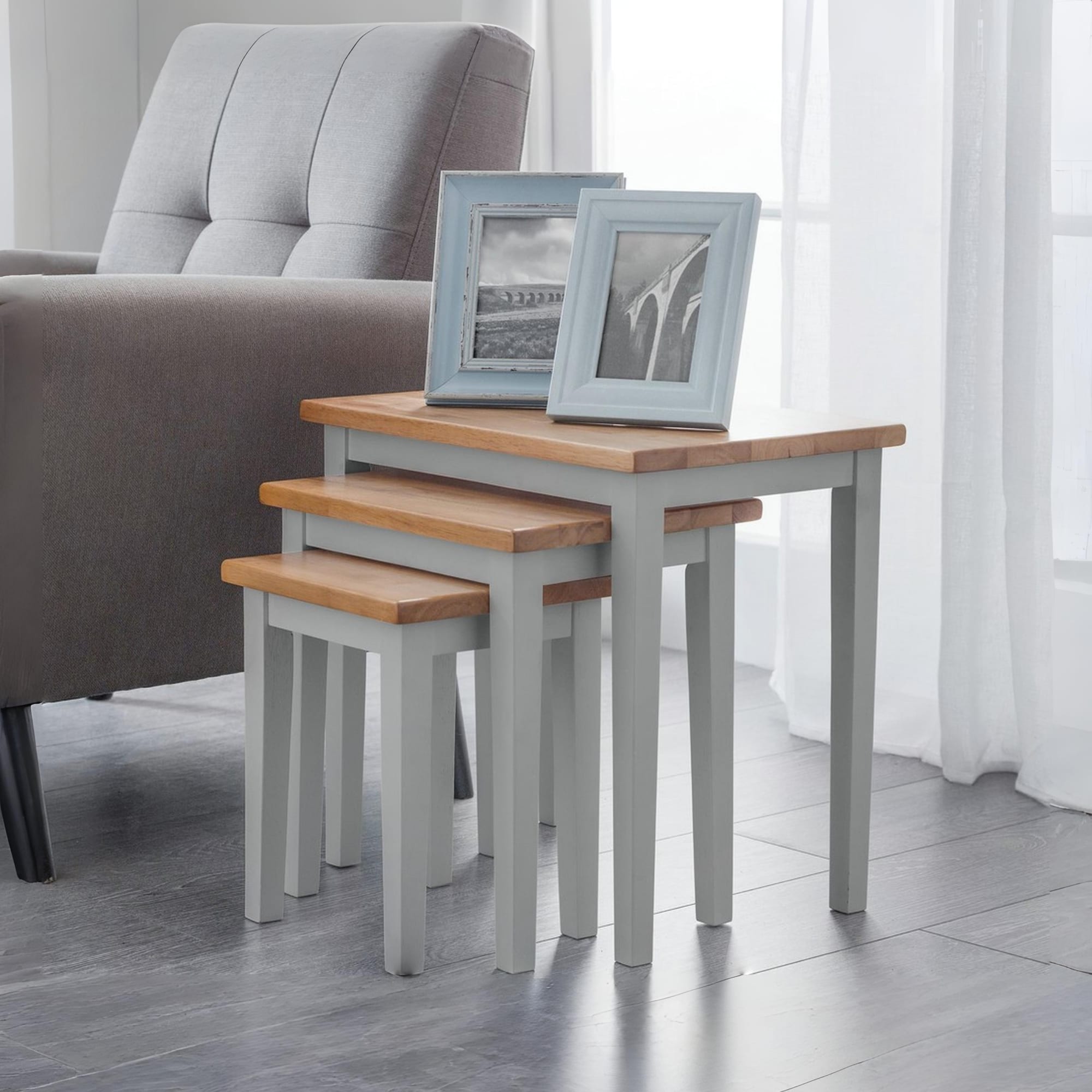 Cleo Nest Of Tables 2 Tone Grey & Oak