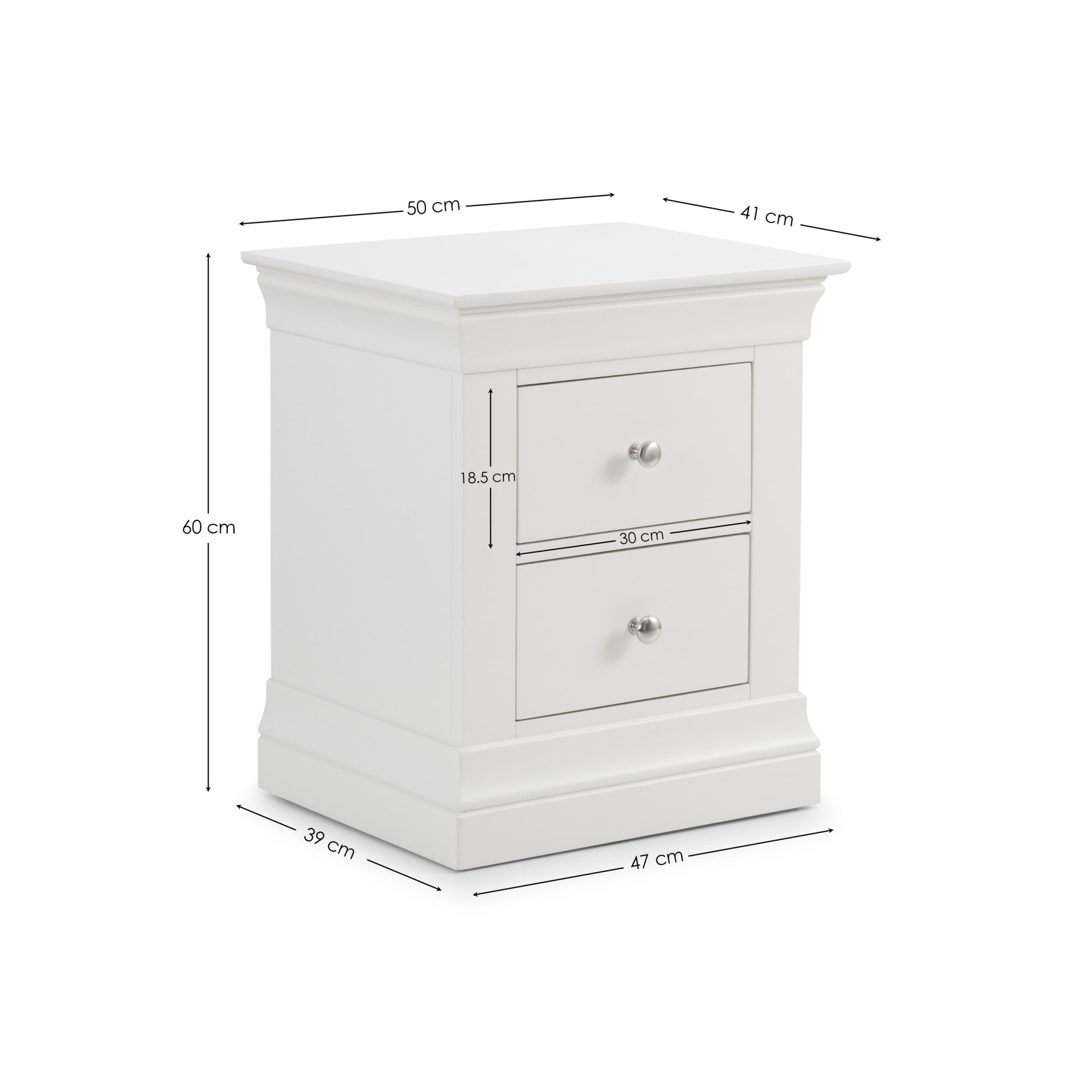 Clermont 2 Drawer Bedside - Surf White