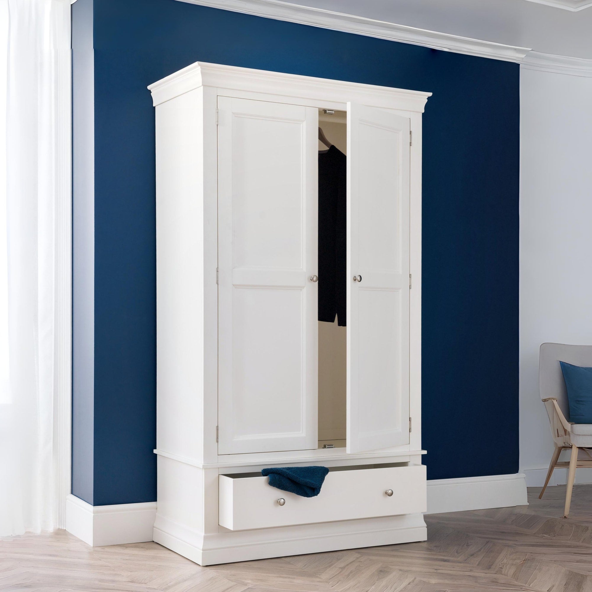 Clermont 2 Door 1 Drawer Wardrobe - Surf White